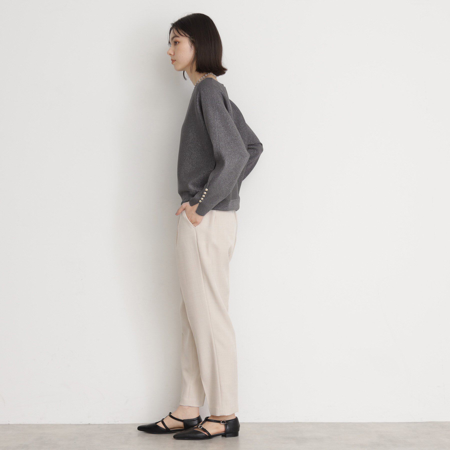 THE SHOP TK「ドルマン袖釦ニット【洗濯機OK】」|ニット・セーター|