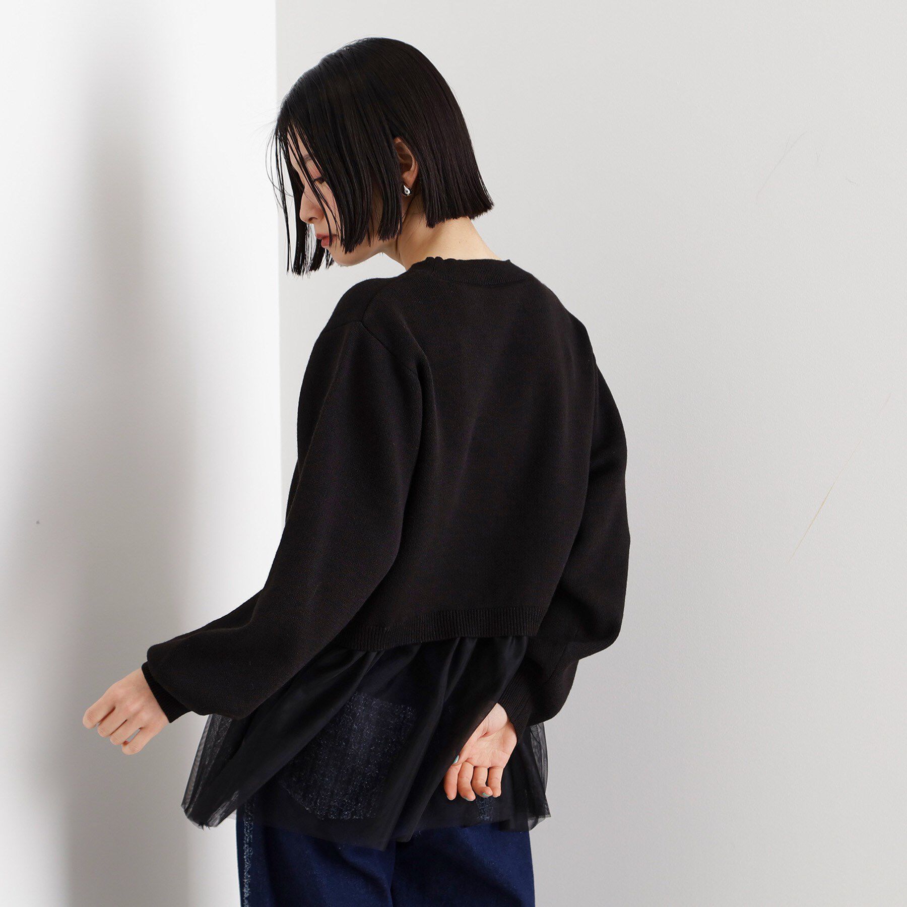 THE SHOP TK「裾チュールプルオーバー【洗える】」|ニット・セーター|