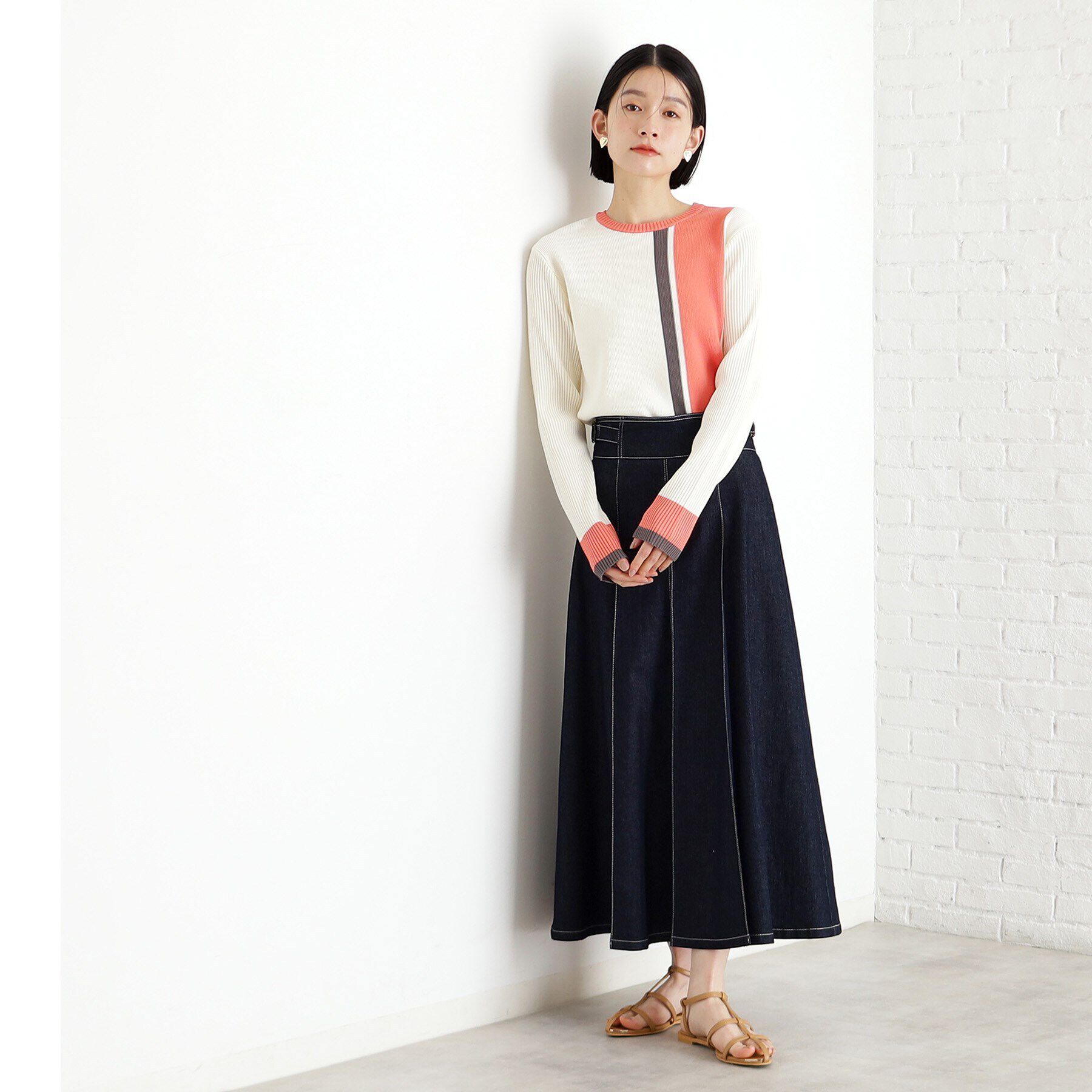 THE SHOP TK「配色リブニット【洗える】」|ニット・セーター|