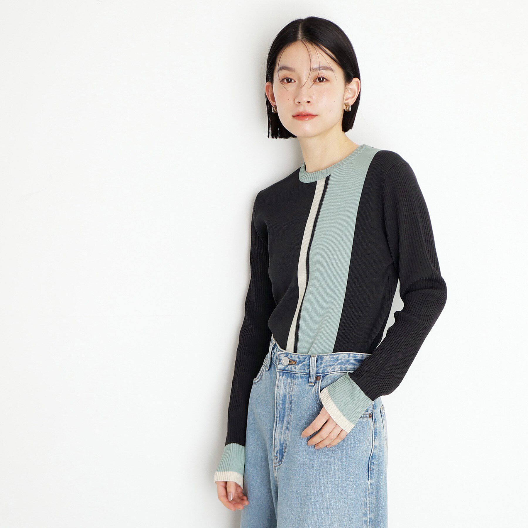 THE SHOP TK「配色リブニット【洗える】」|ニット・セーター|