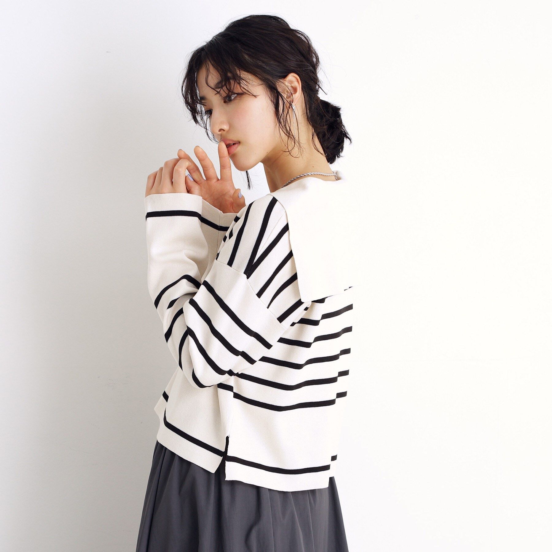 THE SHOP TK「セーラーカラートップス【洗える】」|ニット・セーター|