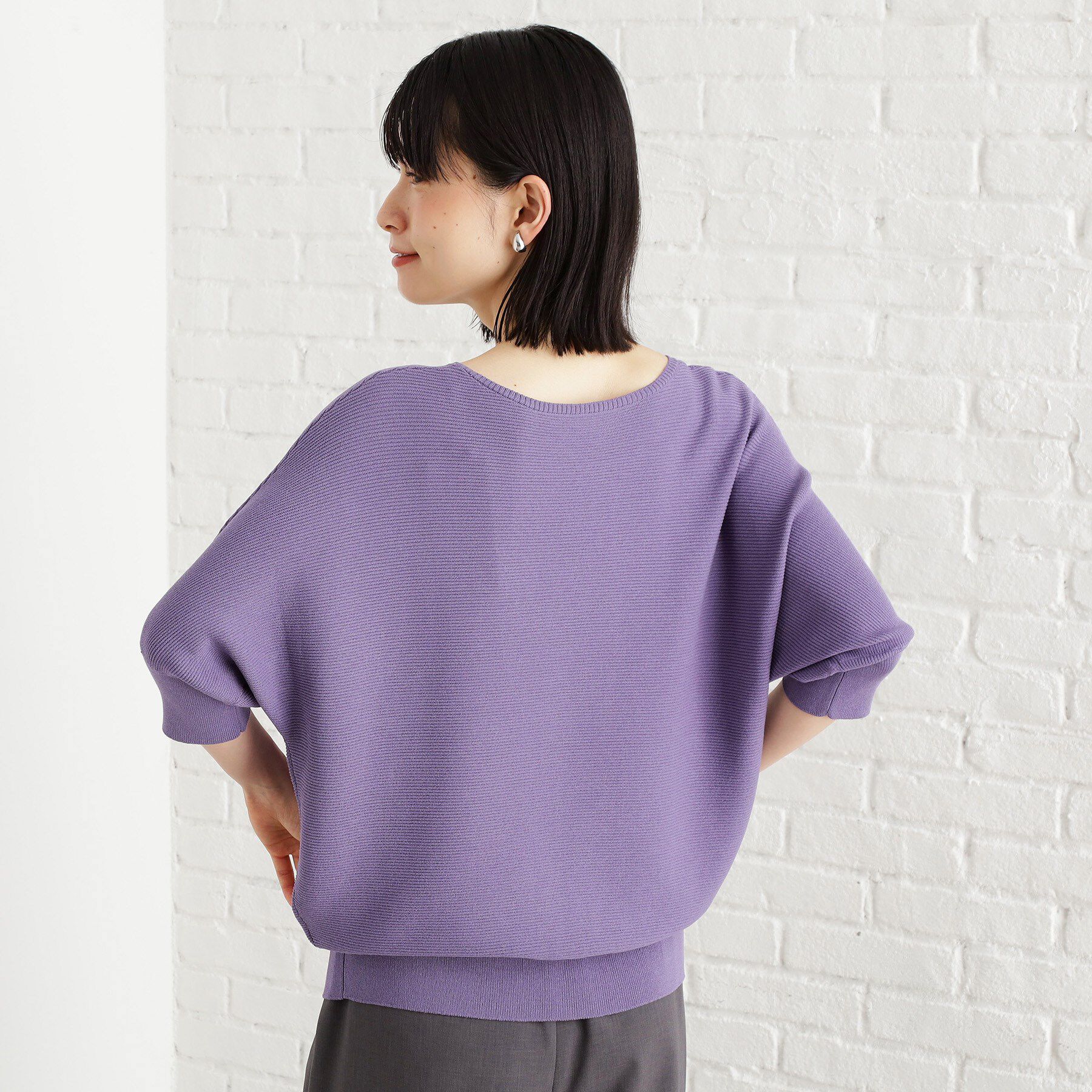 THE SHOP TK「6分袖ガータードルマンニット【エコベロ/洗濯機OK】」|ニット・セーター|