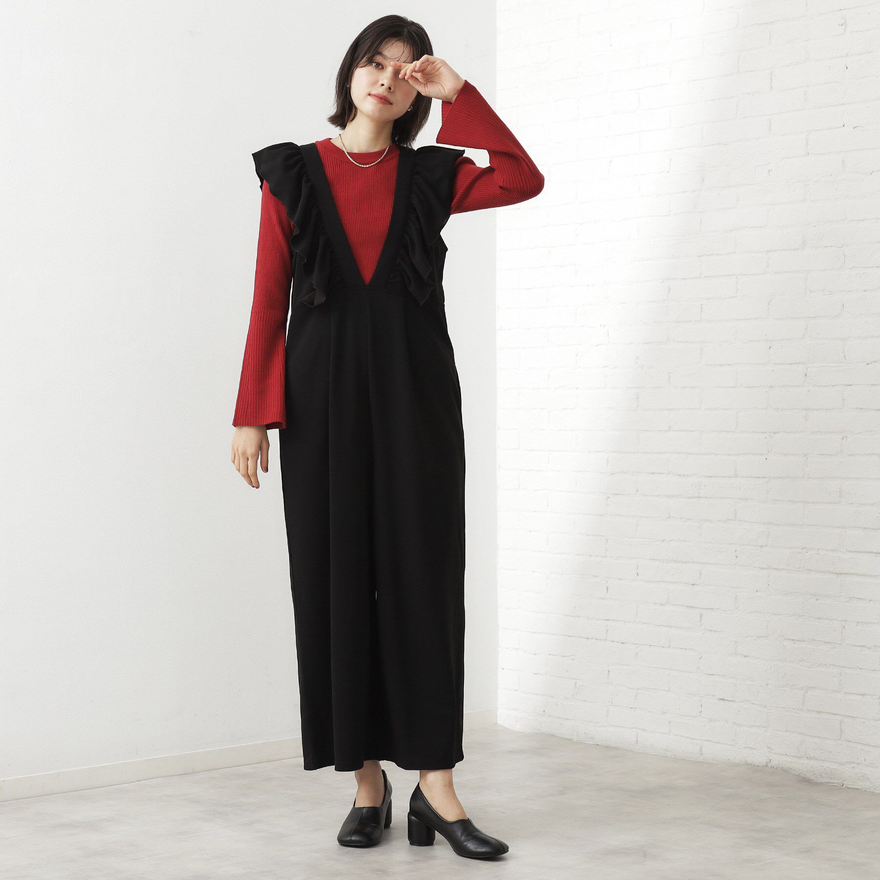 THE SHOP TK「【品よく魅せる】フレアスリーブ リブニット/毛玉になりにくい/静電気防止/洗濯機OK」|ニット・セーター|