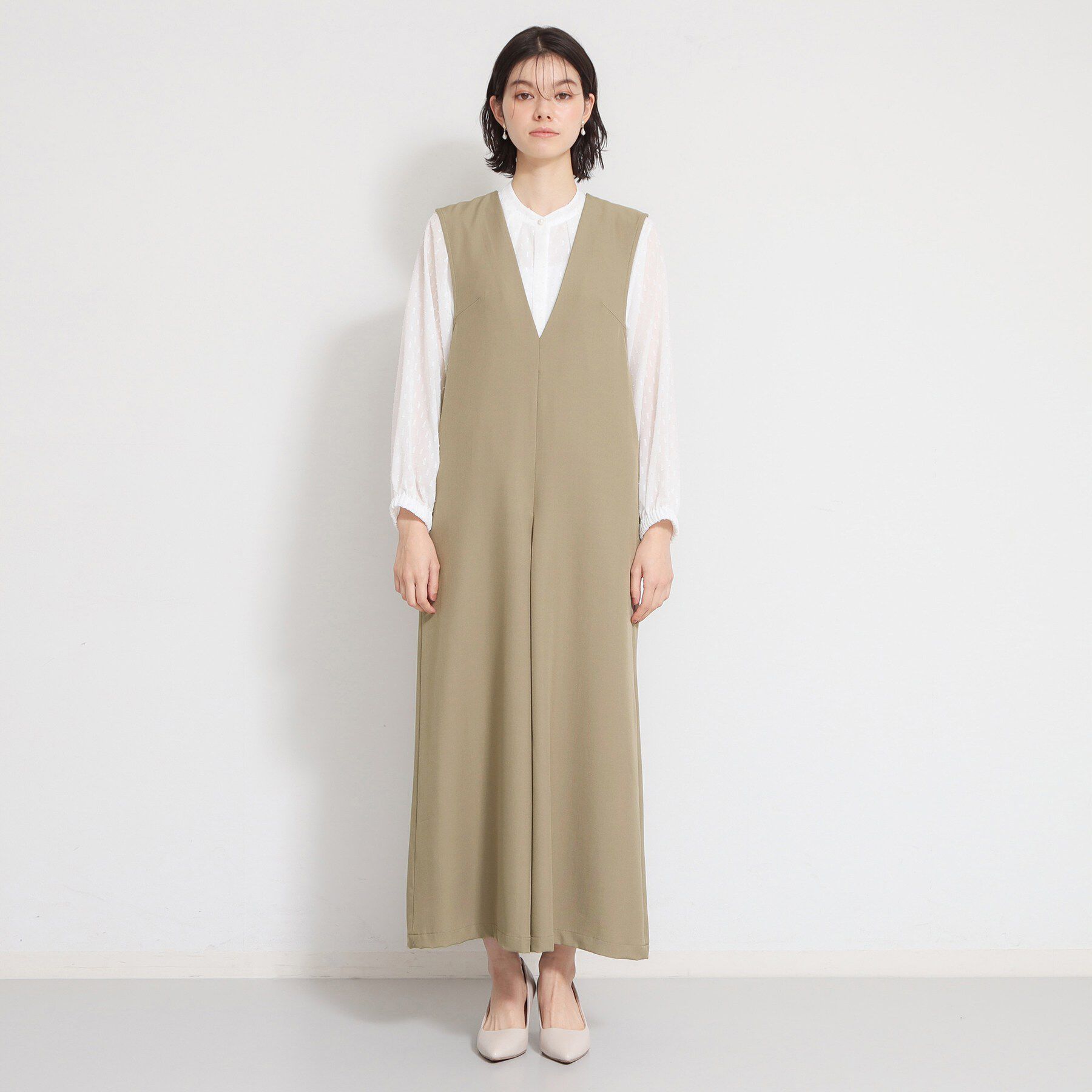 THE SHOP TK「【きれいめにもカジュアルにも】Vネックオールインワン」|オールインワン|