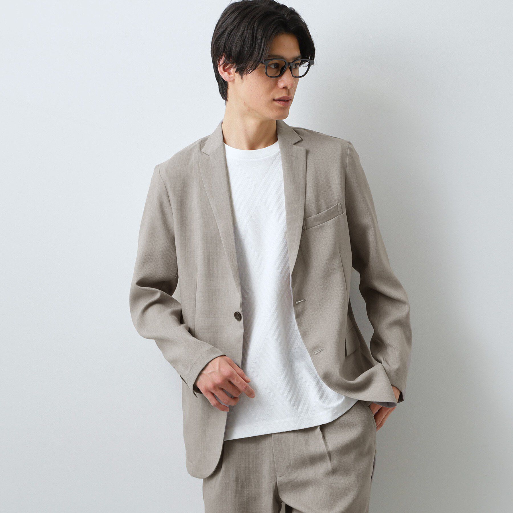 THE SHOP TK「【LINO FINE】リネンライク テーラードジャケット 吸水速乾/イージーケア/UVカット/洗濯機」|テーラードジャケット|