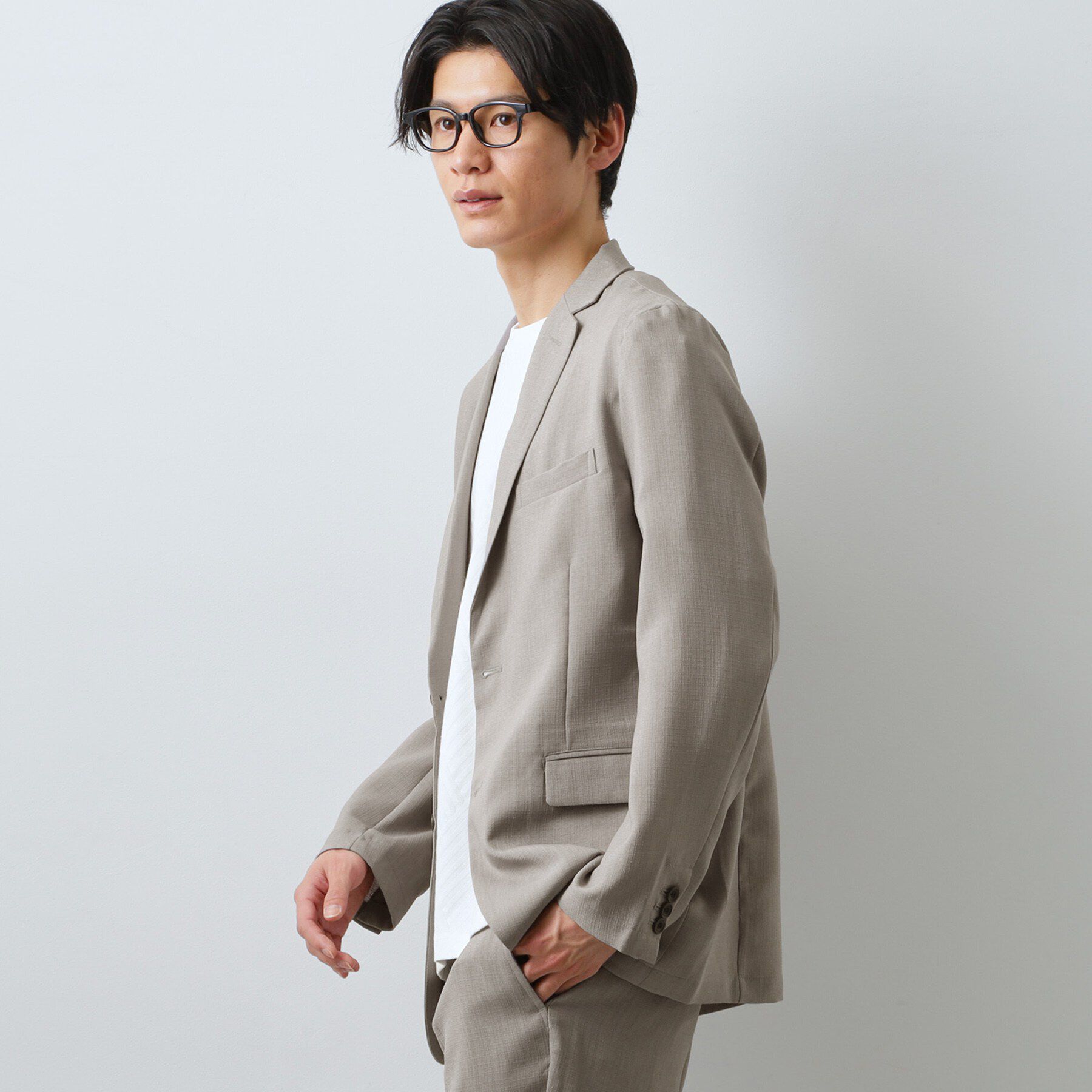 THE SHOP TK「【LINO FINE】リネンライク テーラードジャケット 吸水速乾/イージーケア/UVカット/洗濯機」|テーラードジャケット|