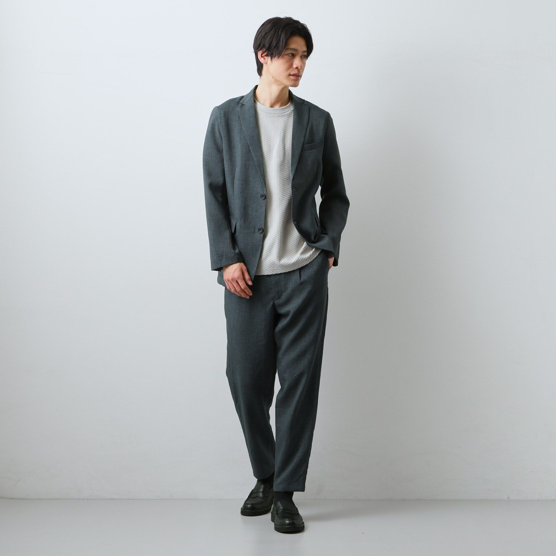 THE SHOP TK「【LINO FINE】リネンライク テーラードジャケット 吸水速乾/イージーケア/UVカット/洗濯機」|テーラードジャケット|