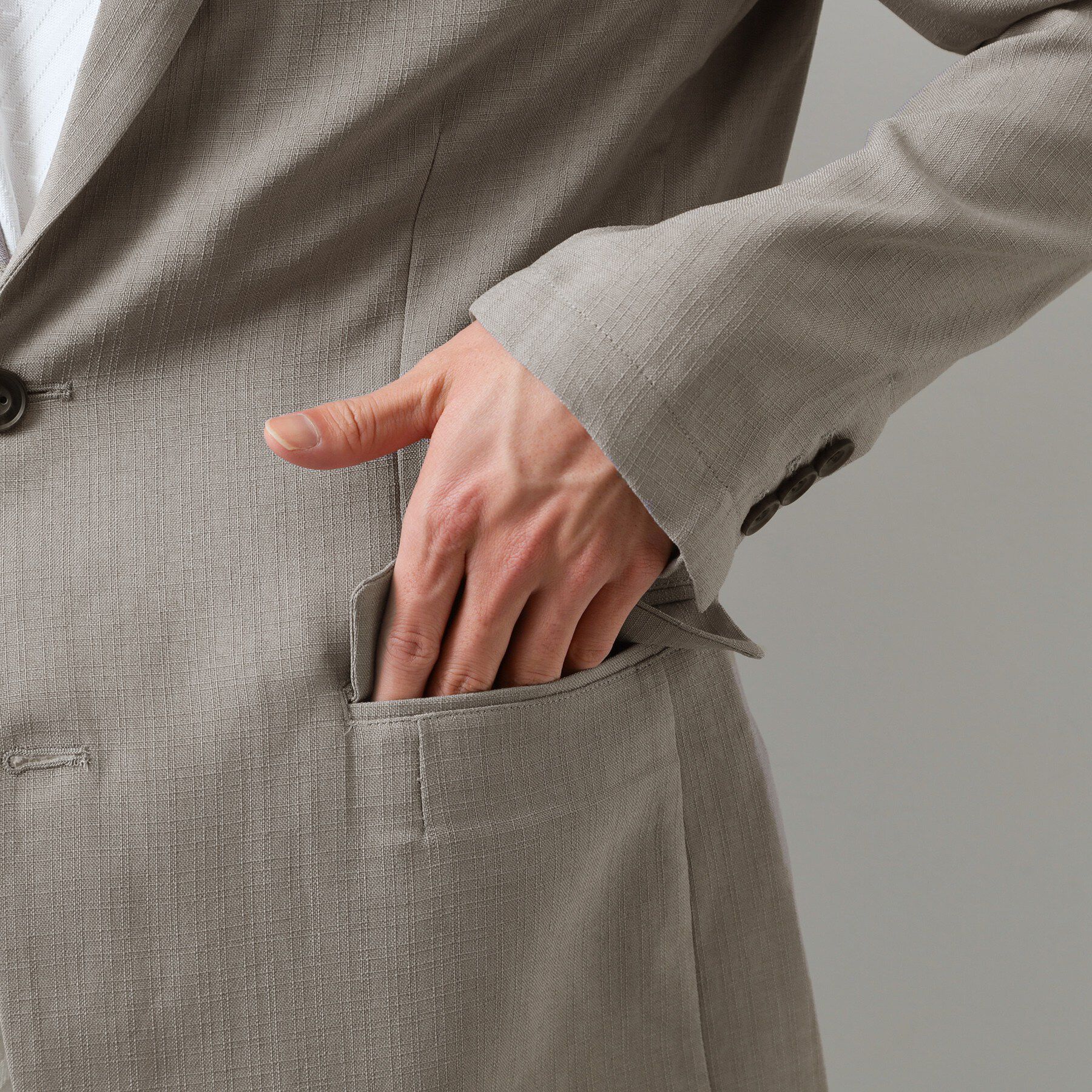 THE SHOP TK「【LINO FINE】リネンライク テーラードジャケット 吸水速乾/イージーケア/UVカット/洗濯機」|テーラードジャケット|