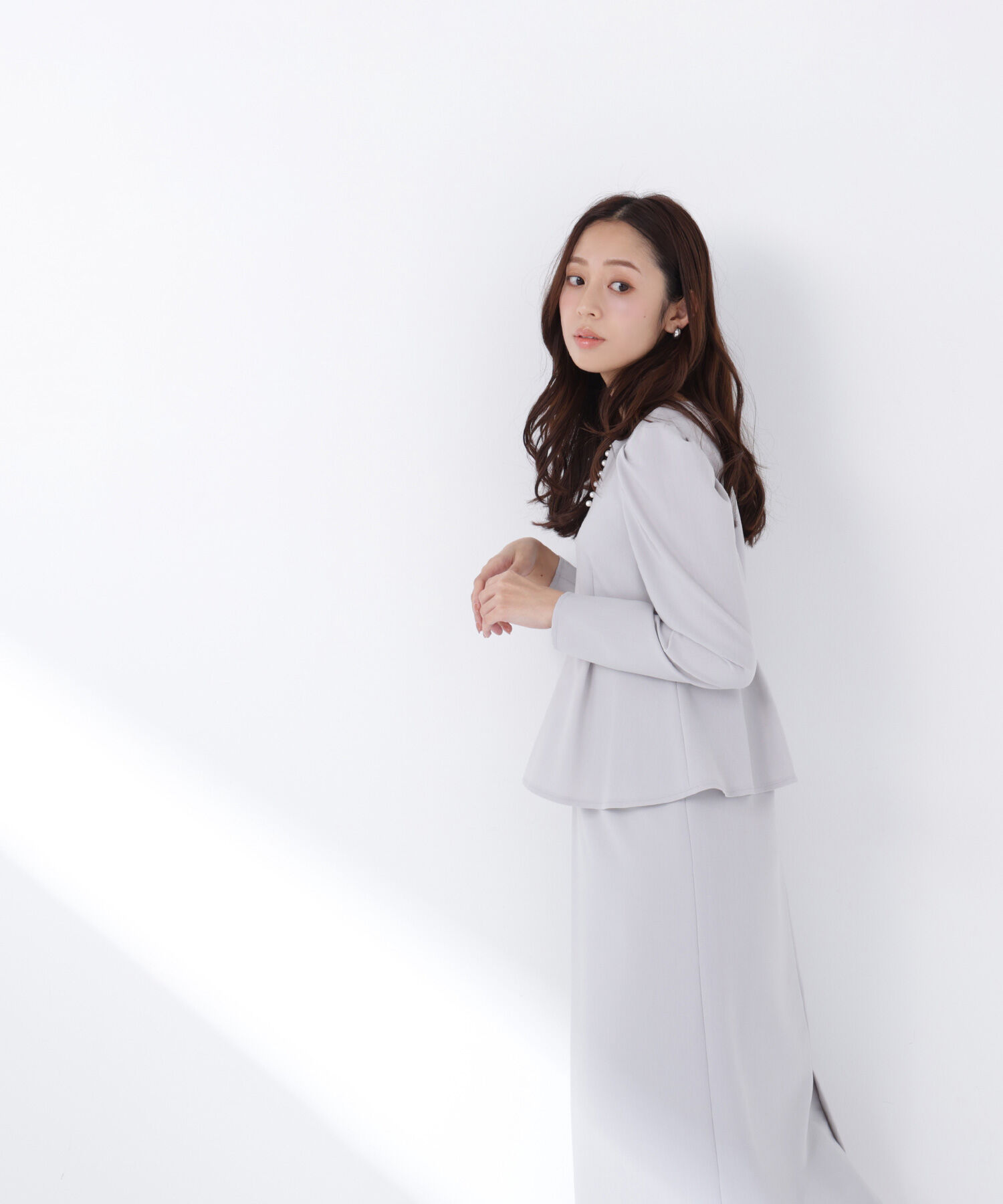  「ラインパールペプラムワンピース」|ワンピース|