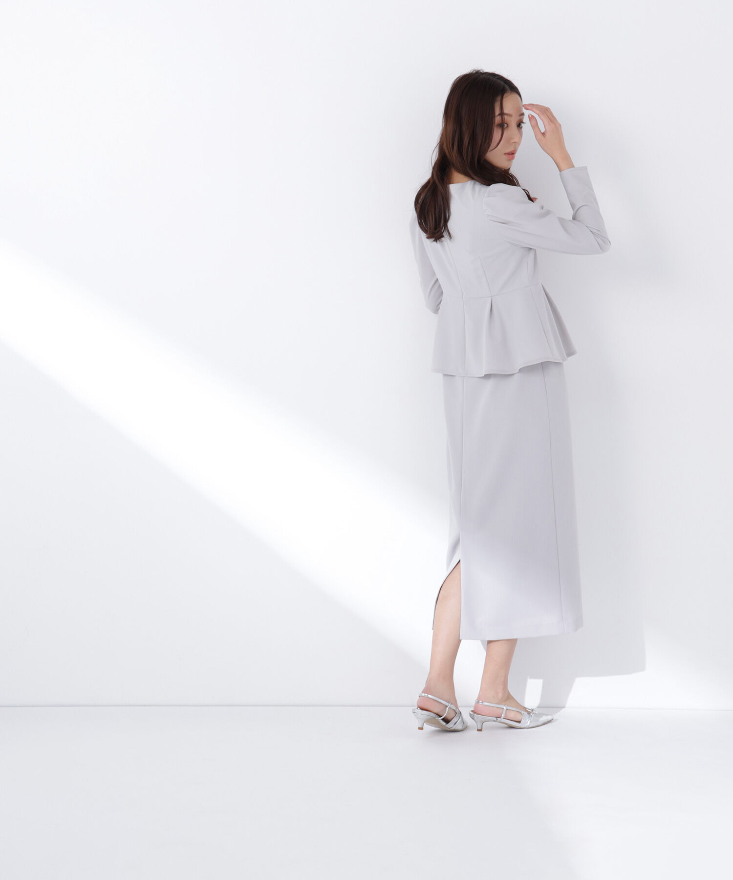  「ラインパールペプラムワンピース」|ワンピース|