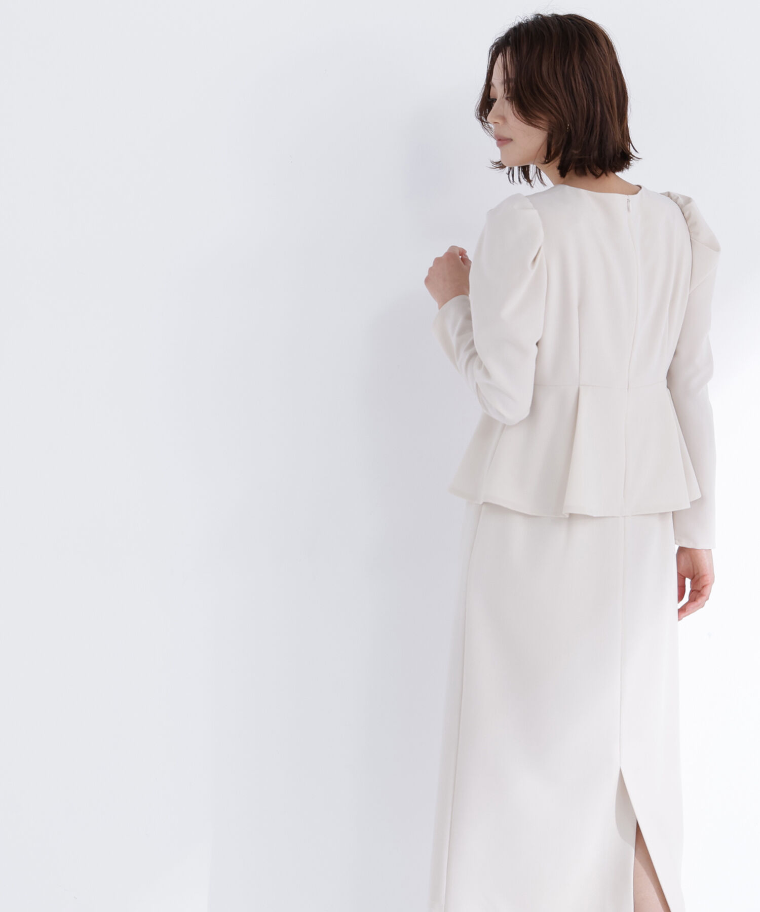  「ラインパールペプラムワンピース」|ワンピース|