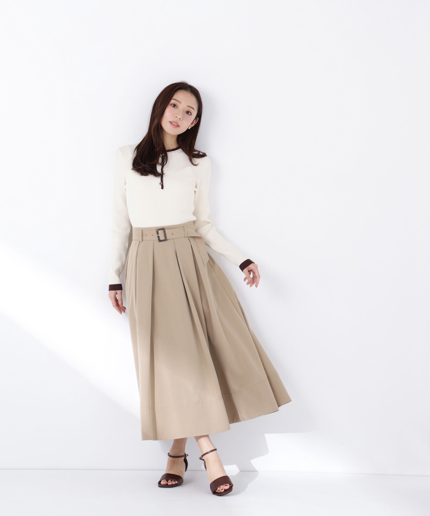  「バイカラーフリルトリムニット」|ニット・セーター|