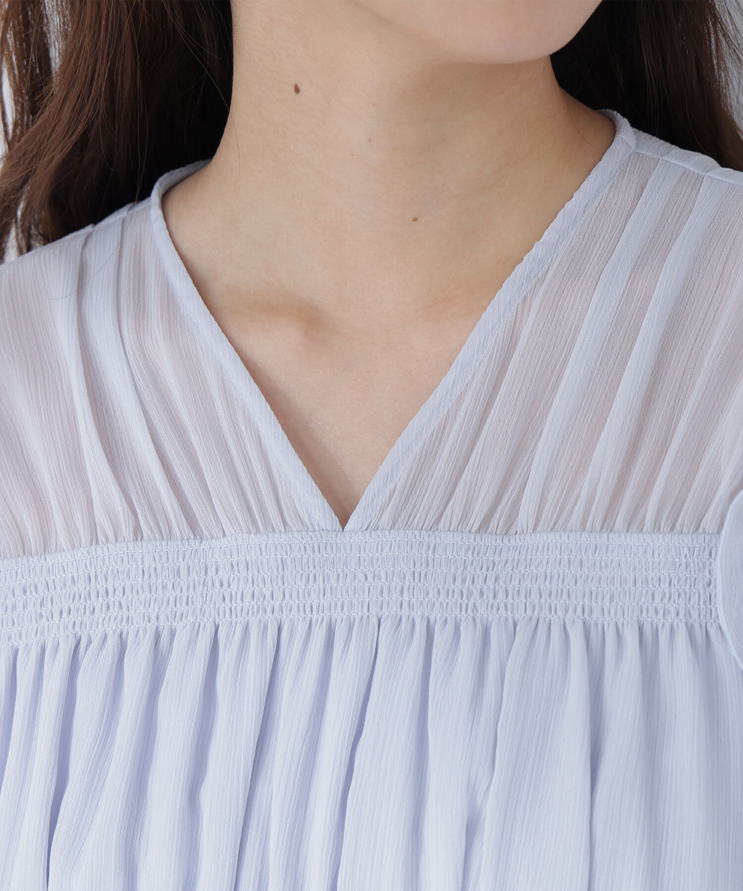  「フリルショルダー楊柳ワンピース」|ワンピース|