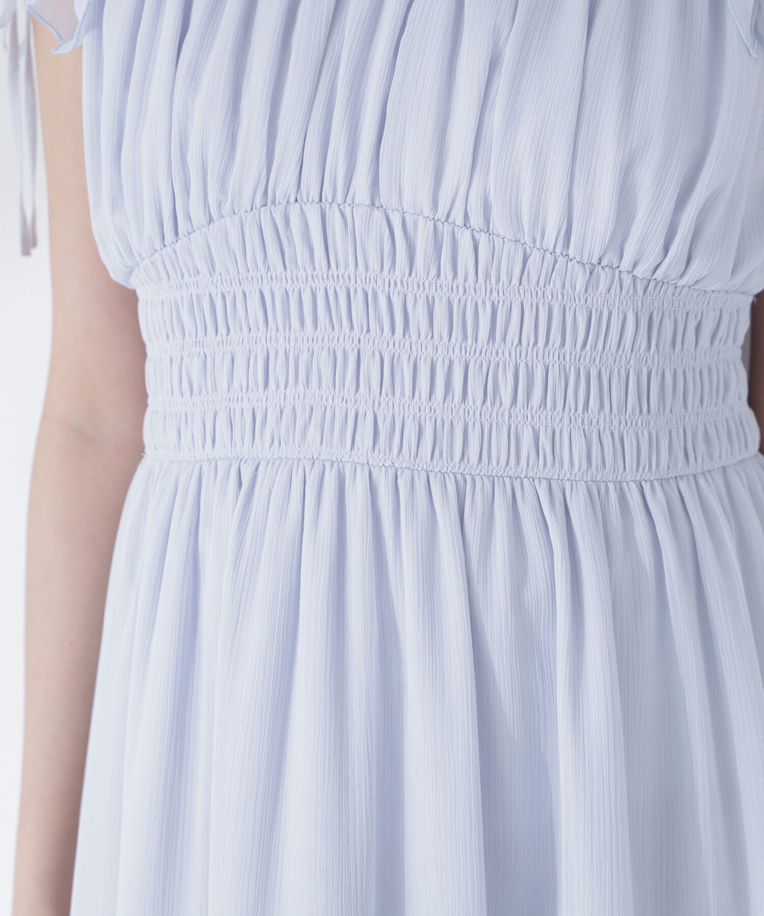  「フリルショルダー楊柳ワンピース」|ワンピース|