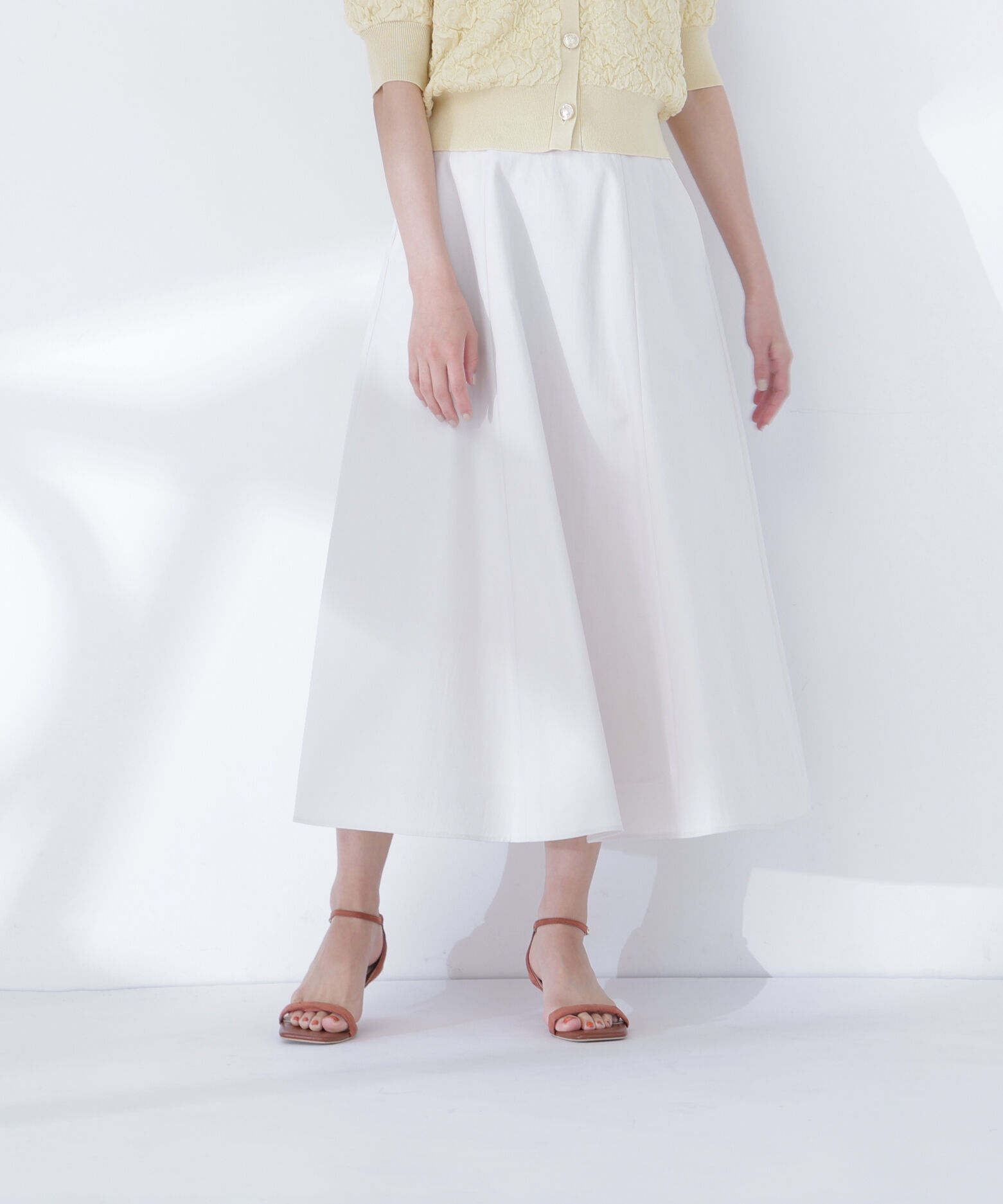  「リネンブレンドフレアスカート」|スカート|オフホワイト1