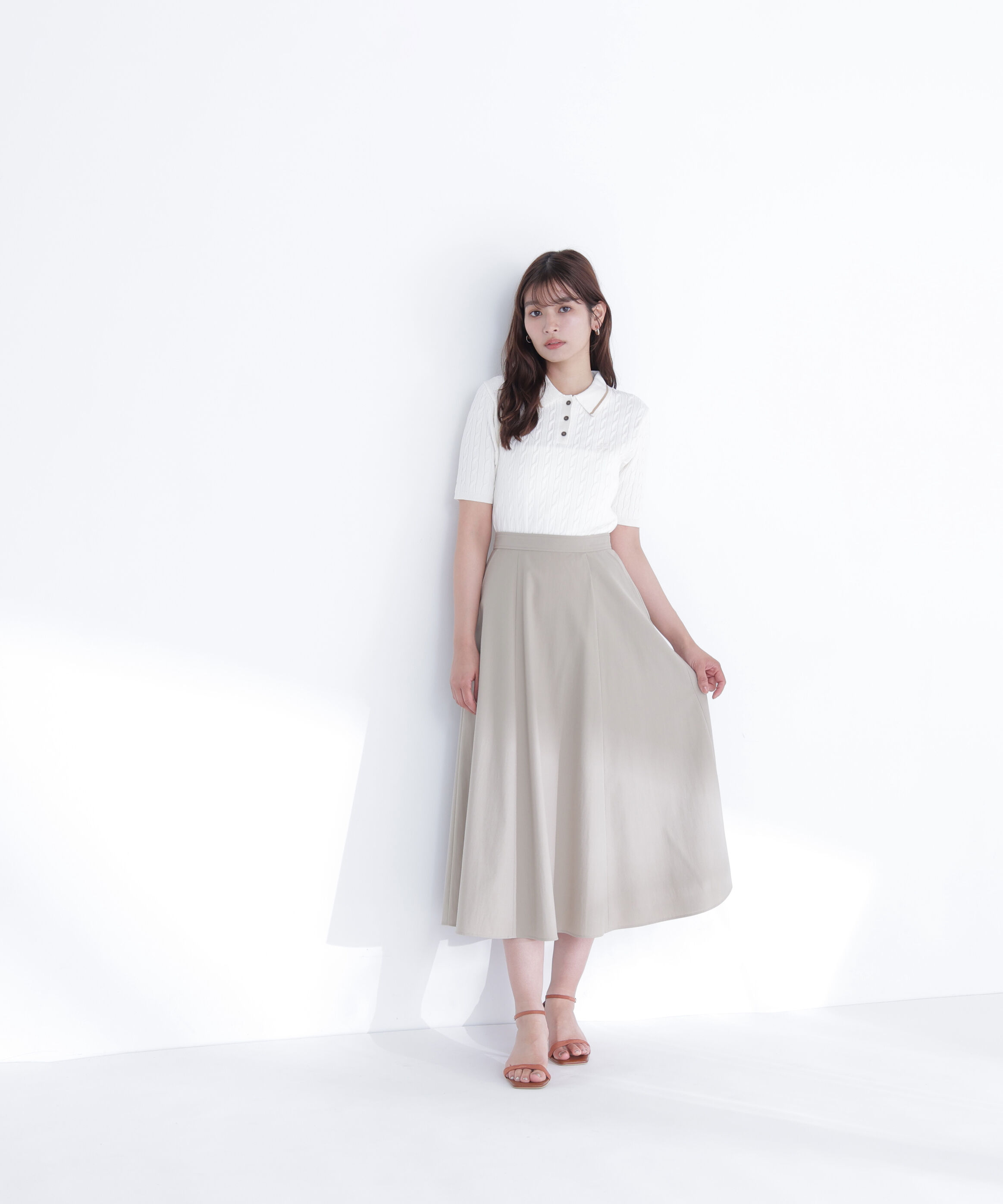  「リネンブレンドフレアスカート」|スカート|