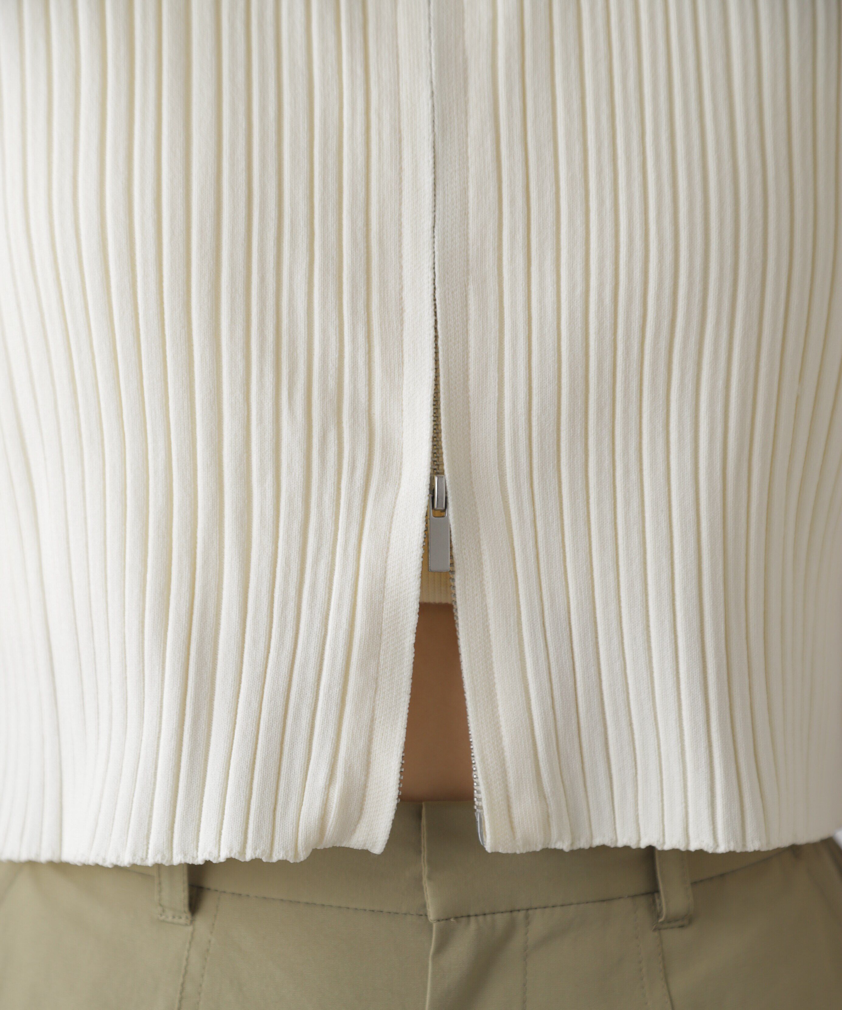  「襟付き半袖ジップニットカーディガン」|ニット・セーター|