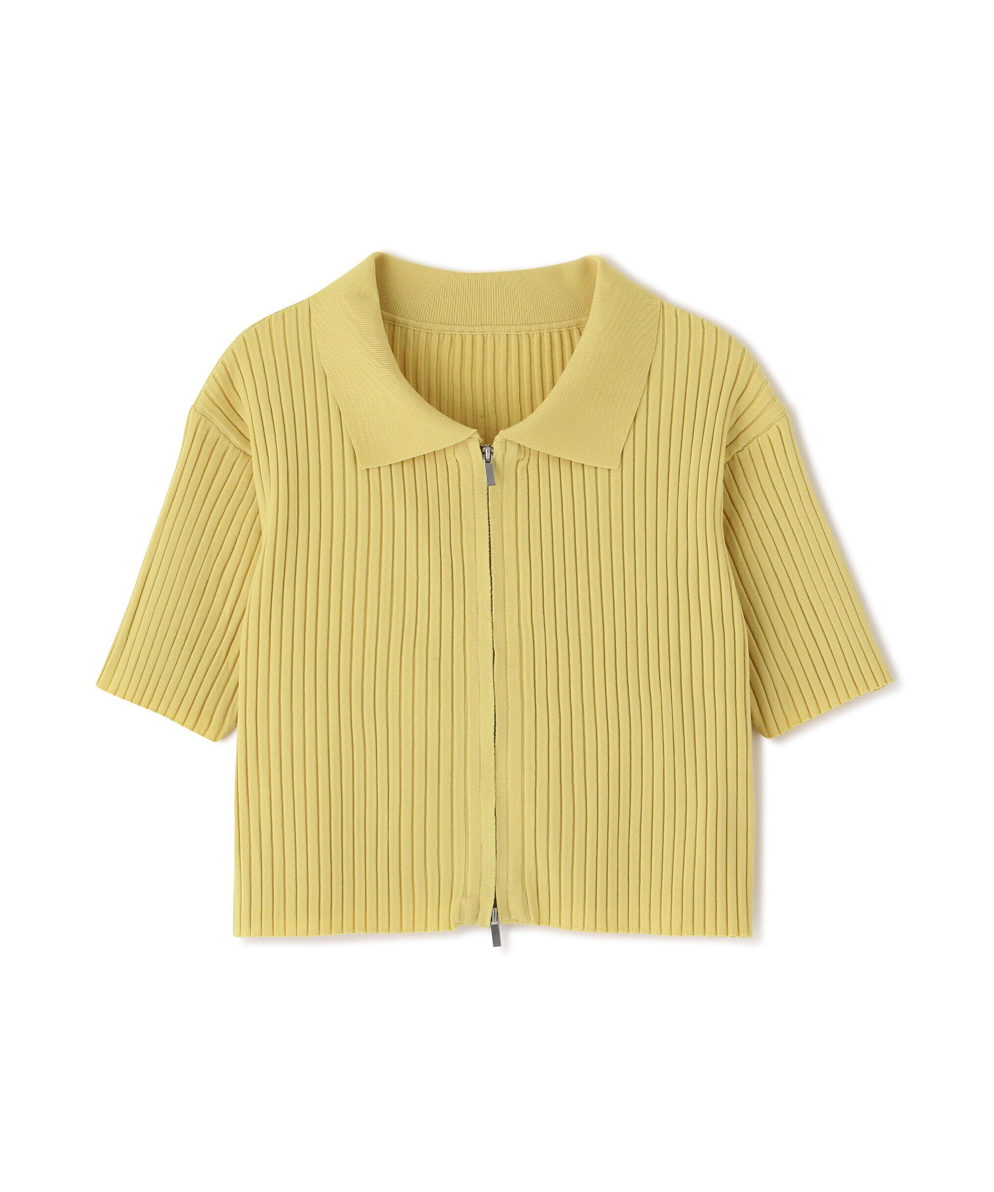  「襟付き半袖ジップニットカーディガン」|ニット・セーター|