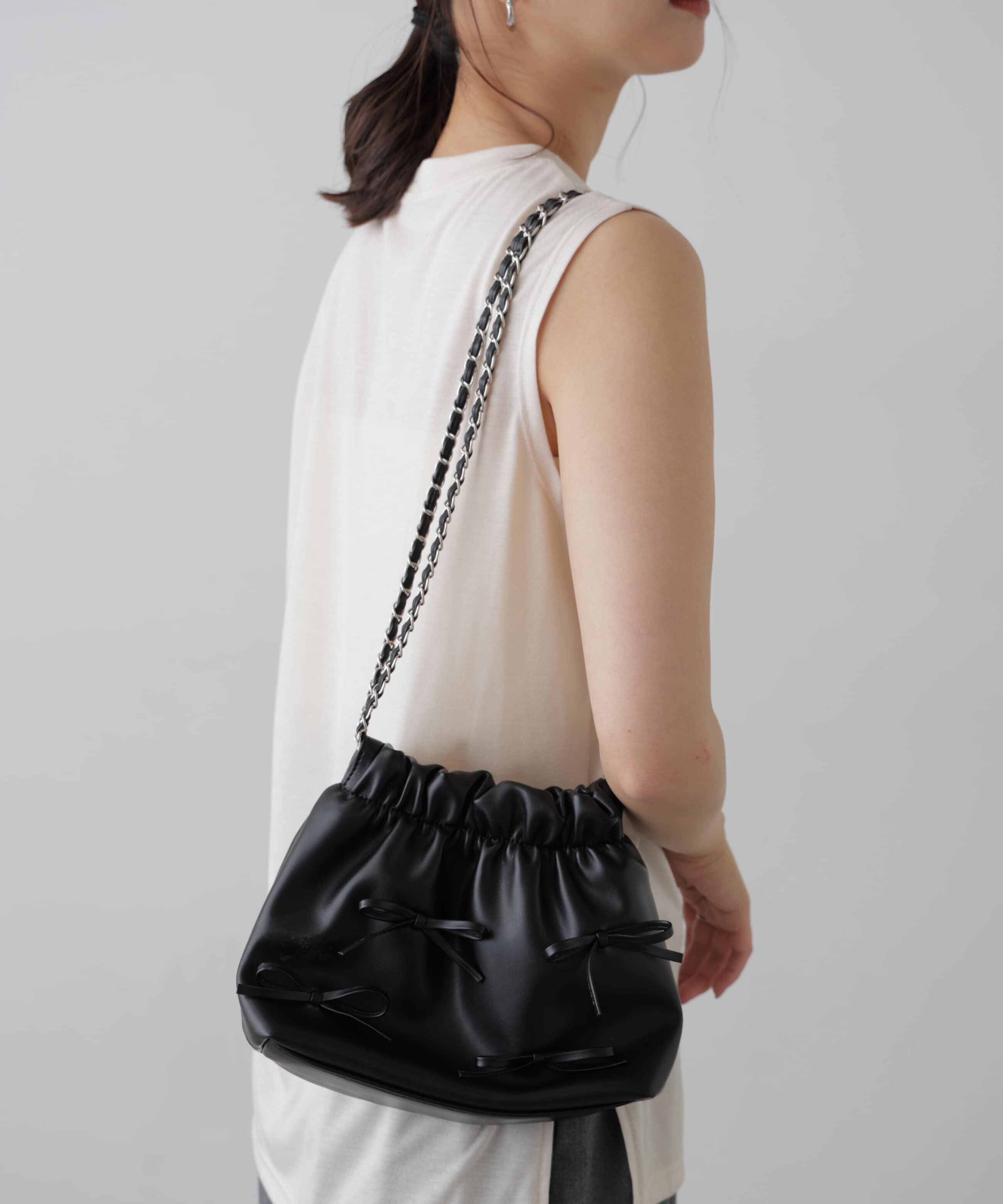  「チェーンリボンバッグ」|その他|ブラック