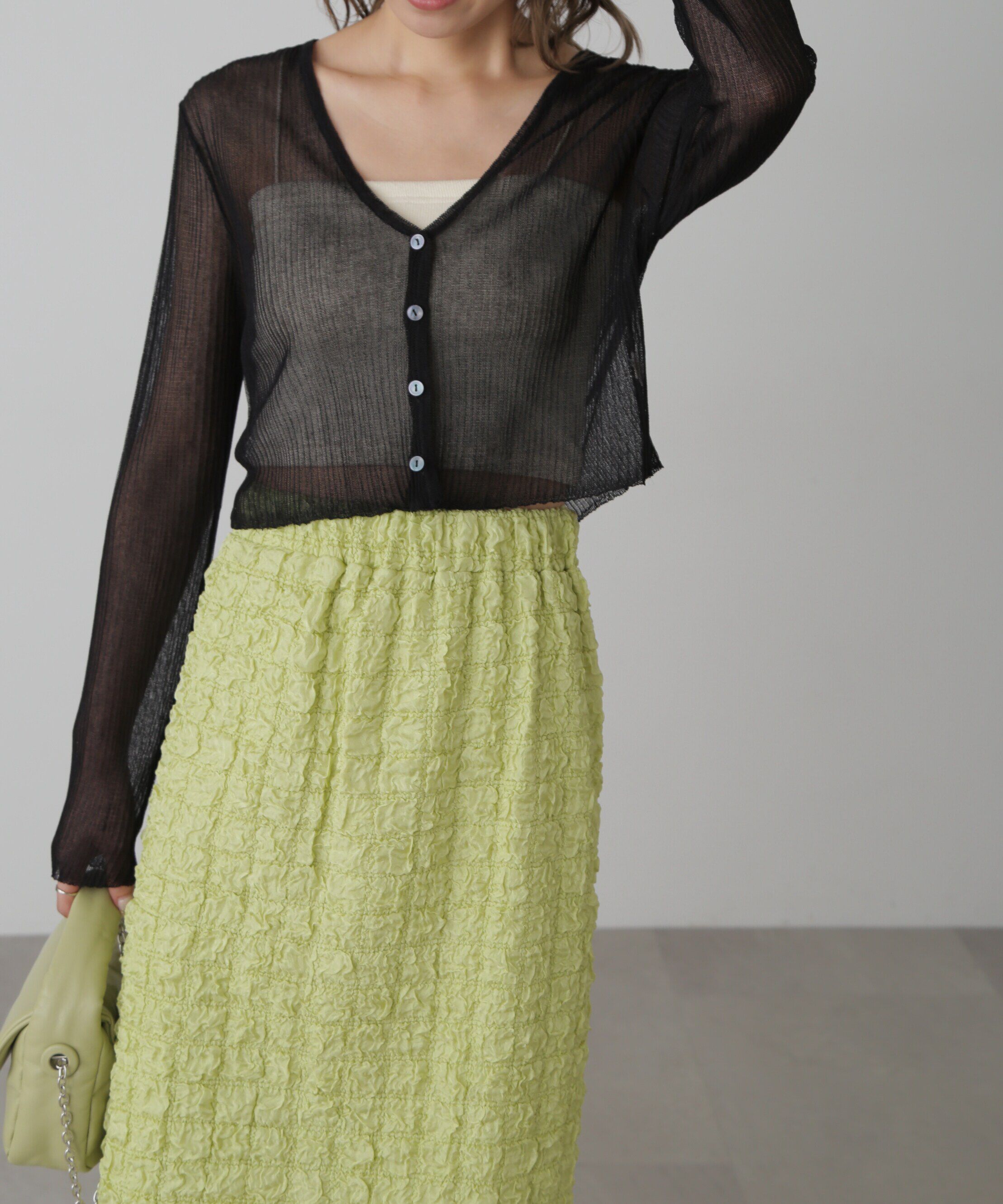  「シアーVネックコンパクトニットカーディガン」|ニット・セーター|