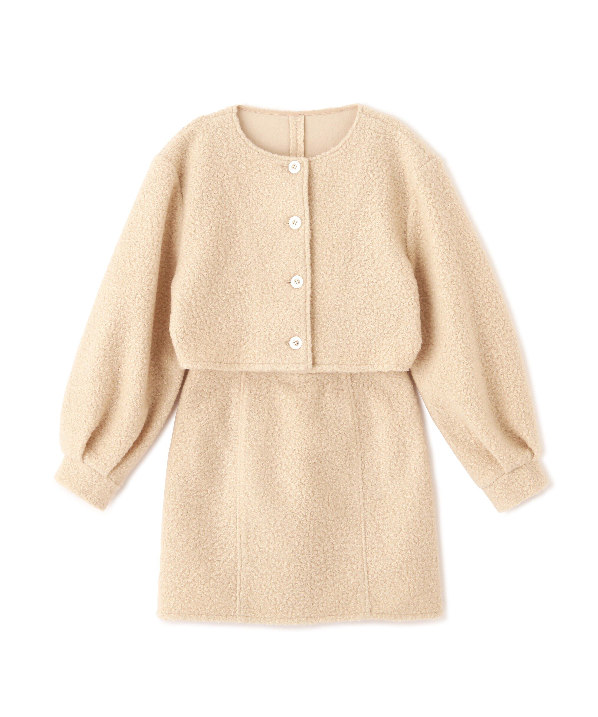  「ミニブークレカーディガン＆ミニスカート」|ワンピース|