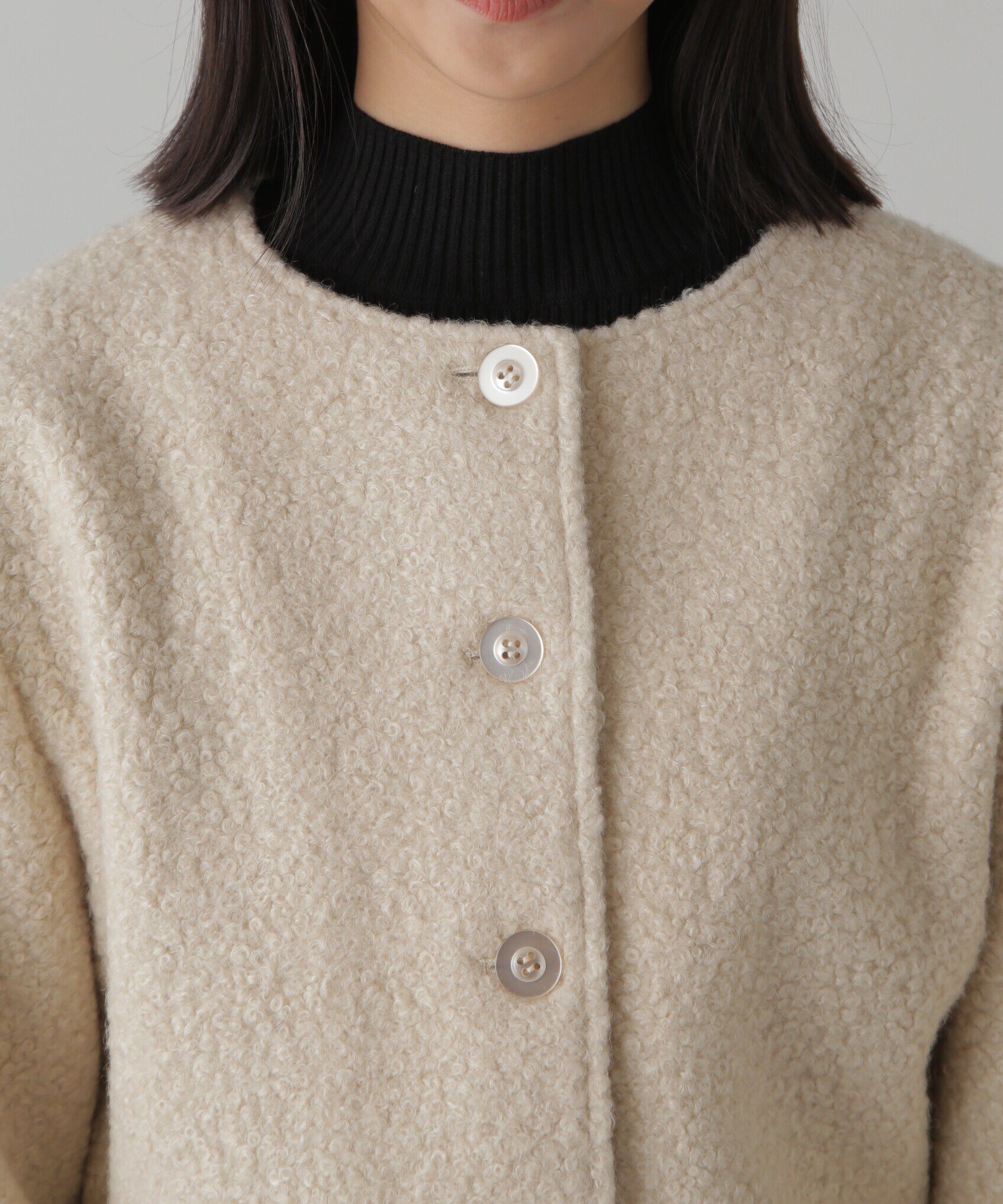  「ミニブークレカーディガン＆ミニスカート」|ワンピース|