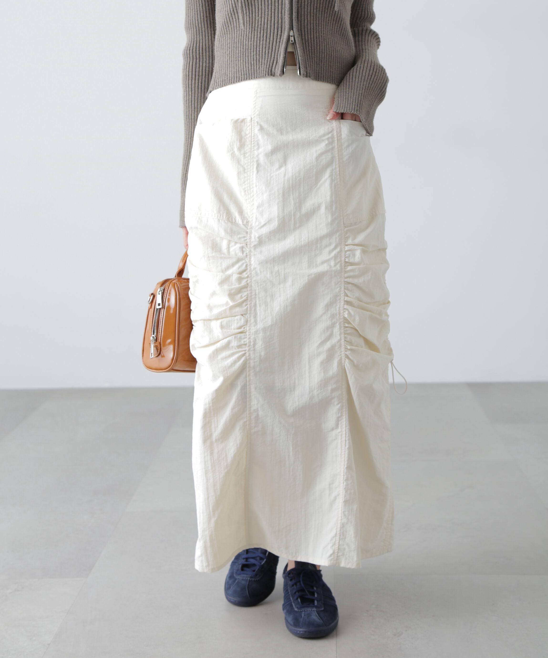  「サイドドロストナイロンスカート」|スカート|