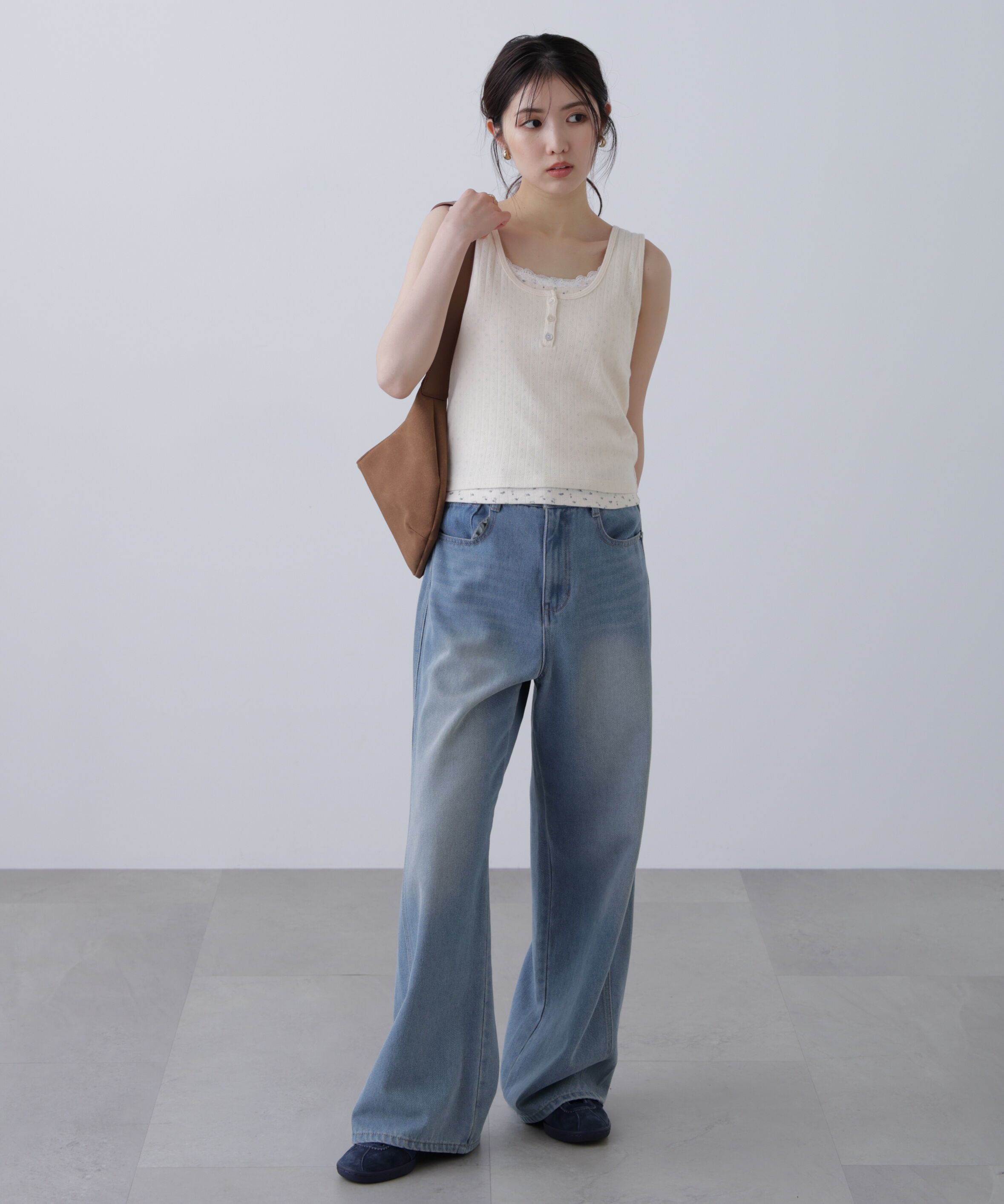  「針抜きテレコレイヤードタンクトップ」|Tシャツ・カットソー|