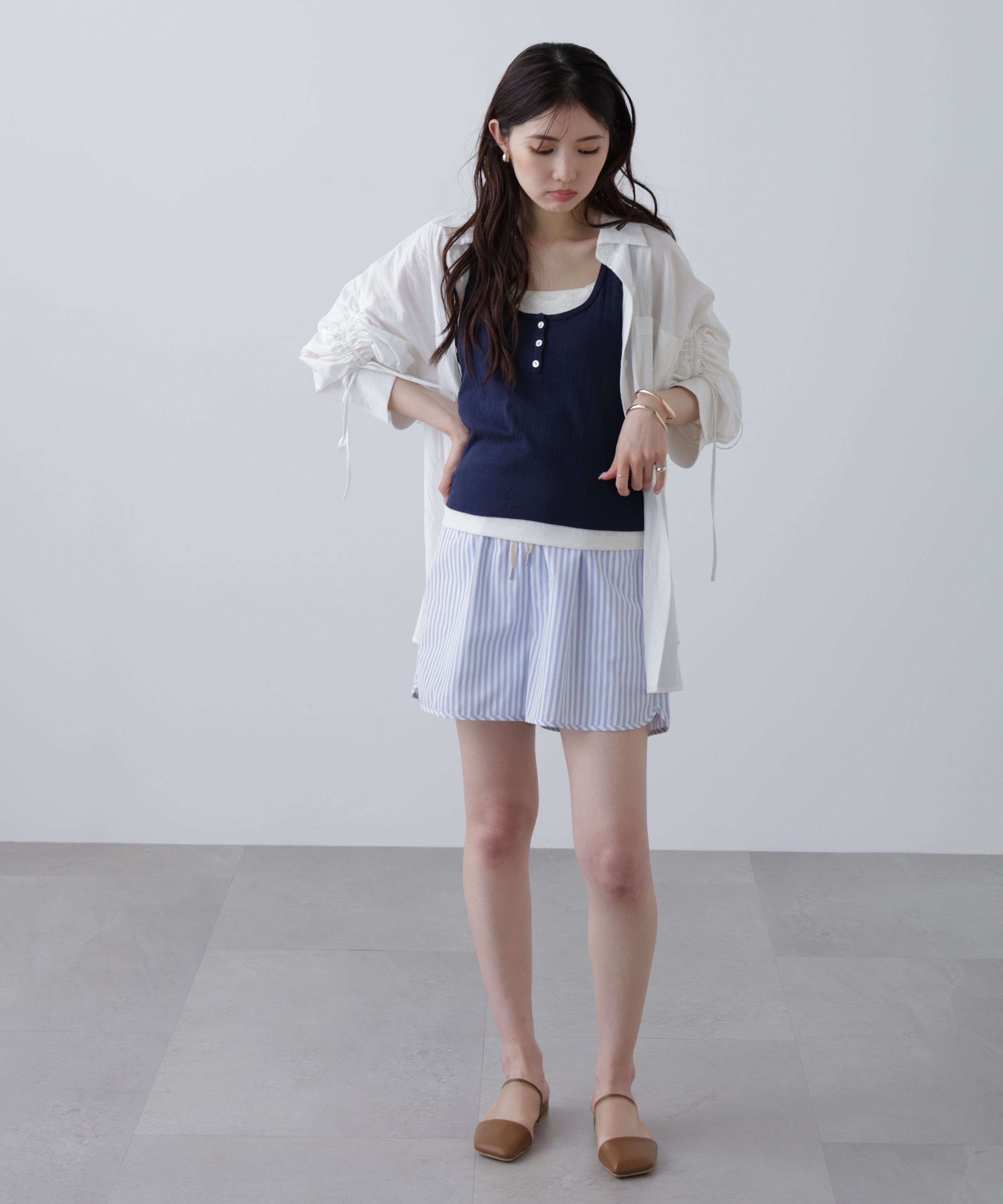  「針抜きテレコレイヤードタンクトップ」|Tシャツ・カットソー|