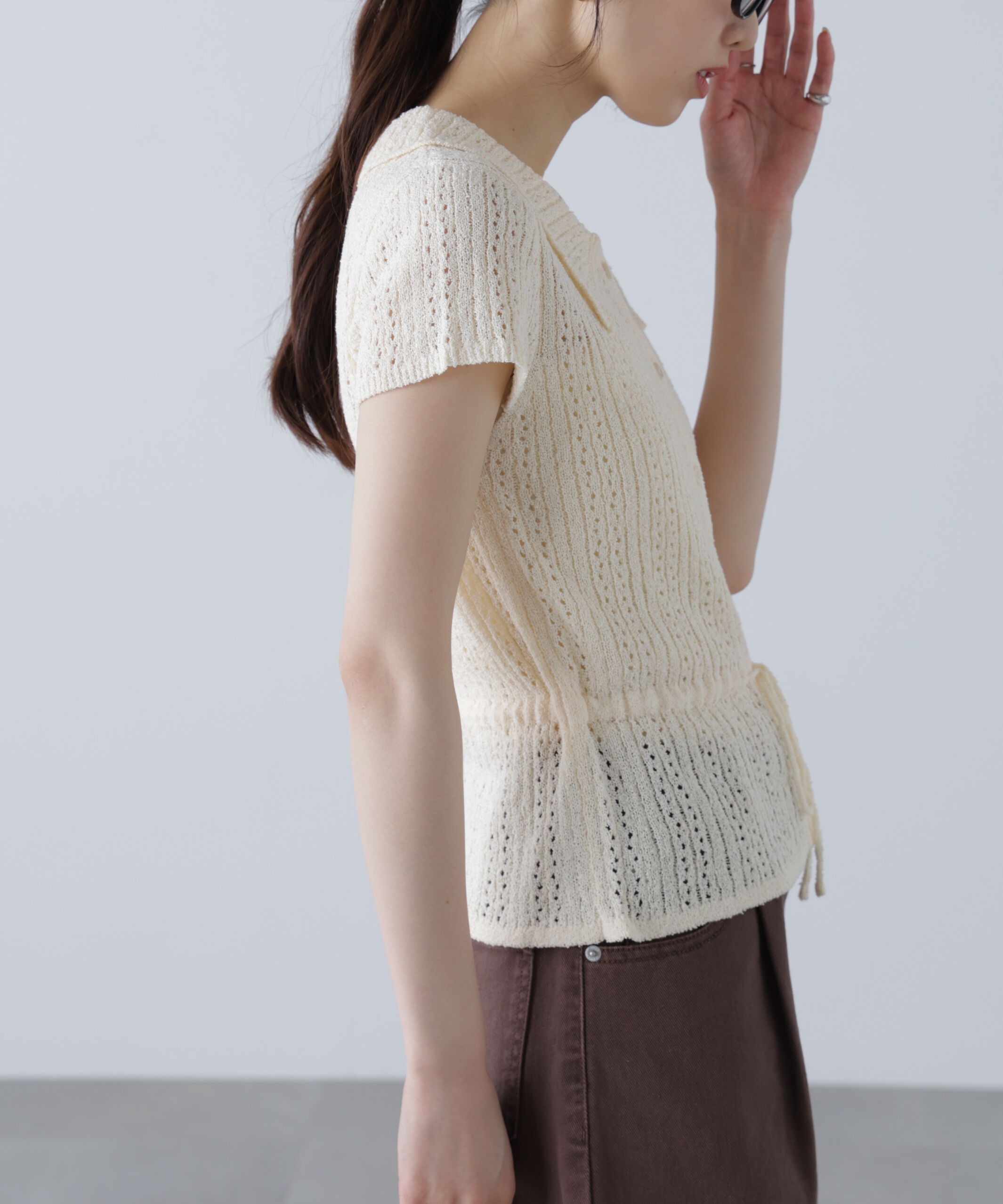  「透かし編みペプラムニット」|ニット・セーター|