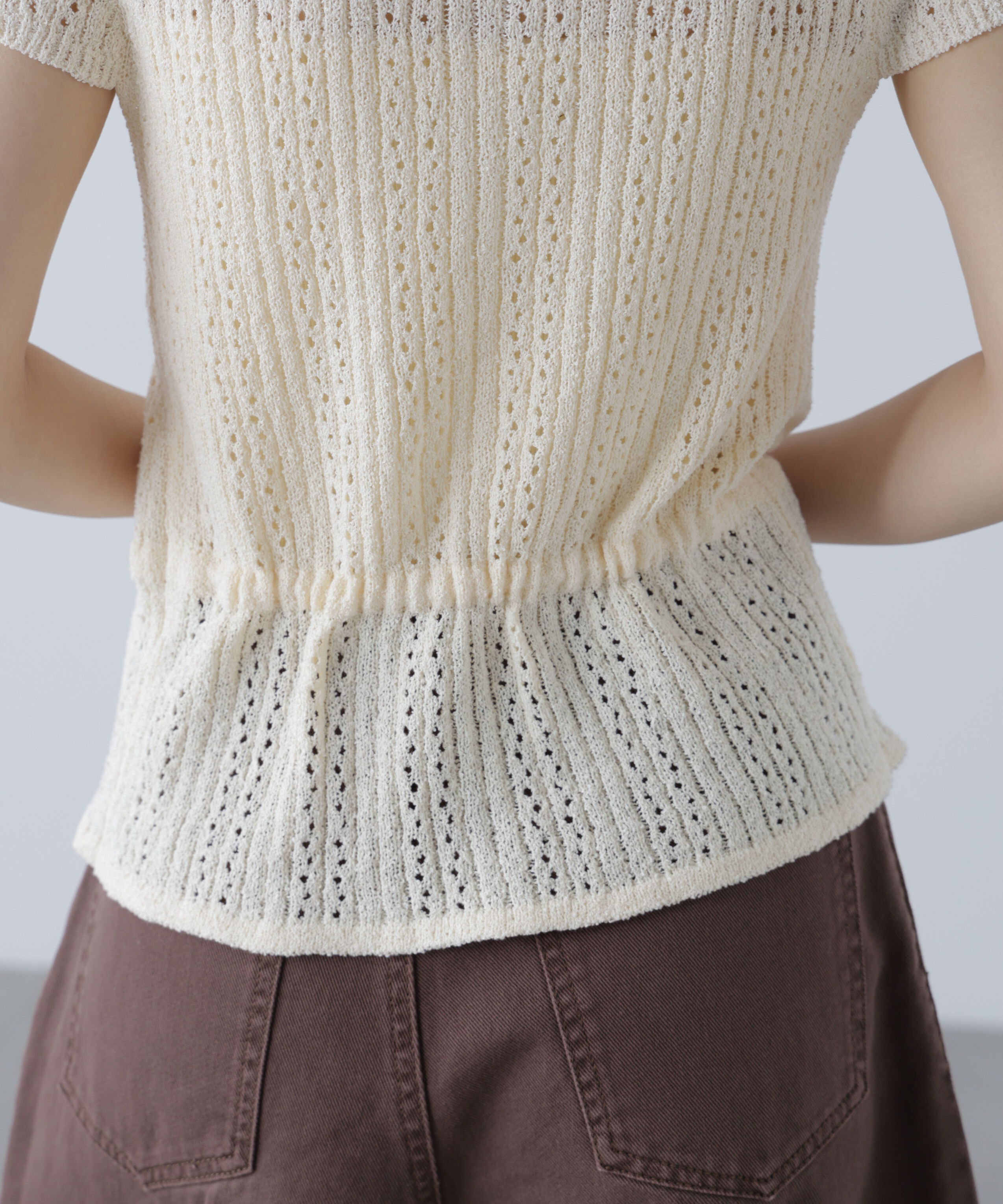  「透かし編みペプラムニット」|ニット・セーター|