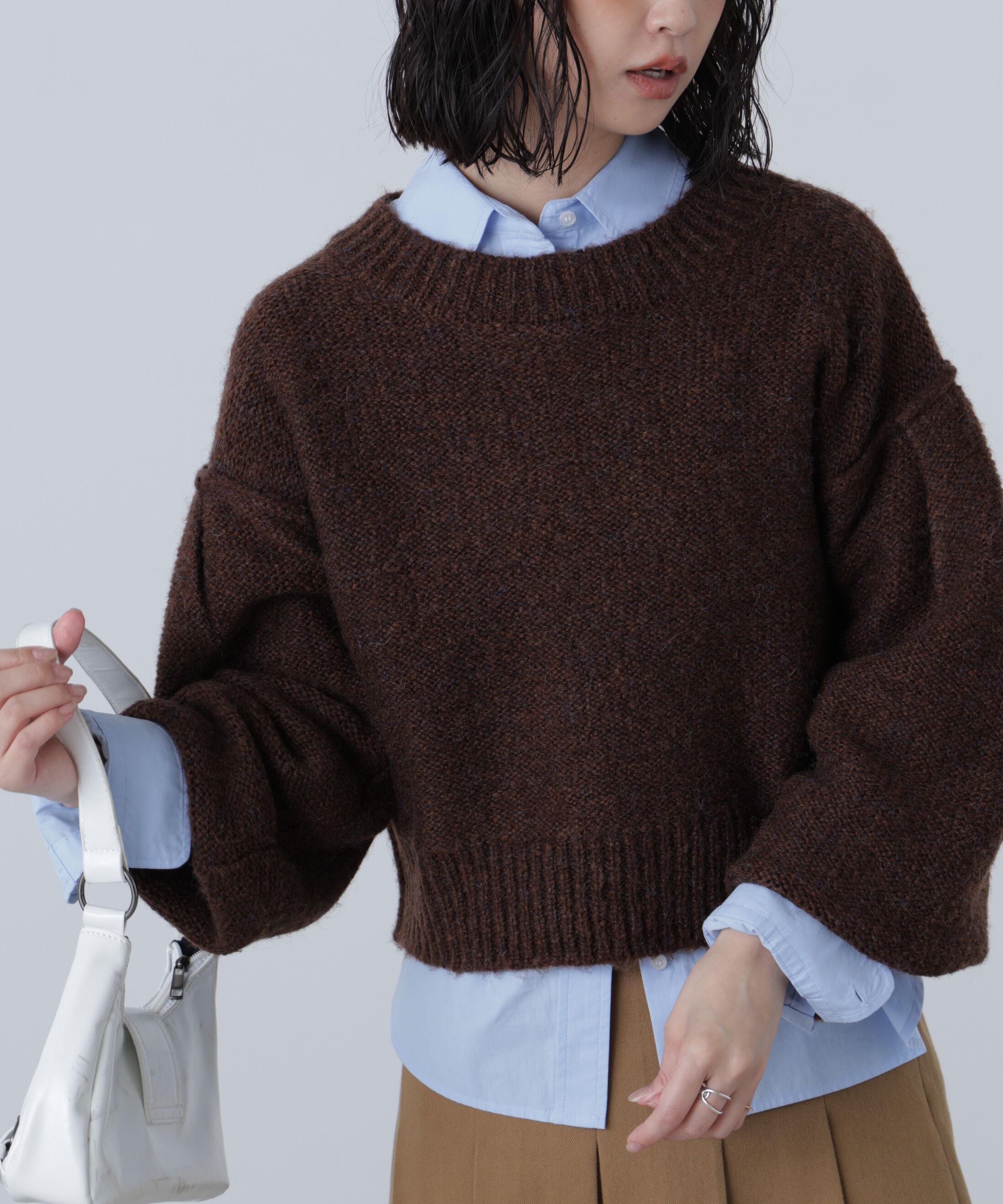  「バックリボンショート丈ニット」|ニット・セーター|