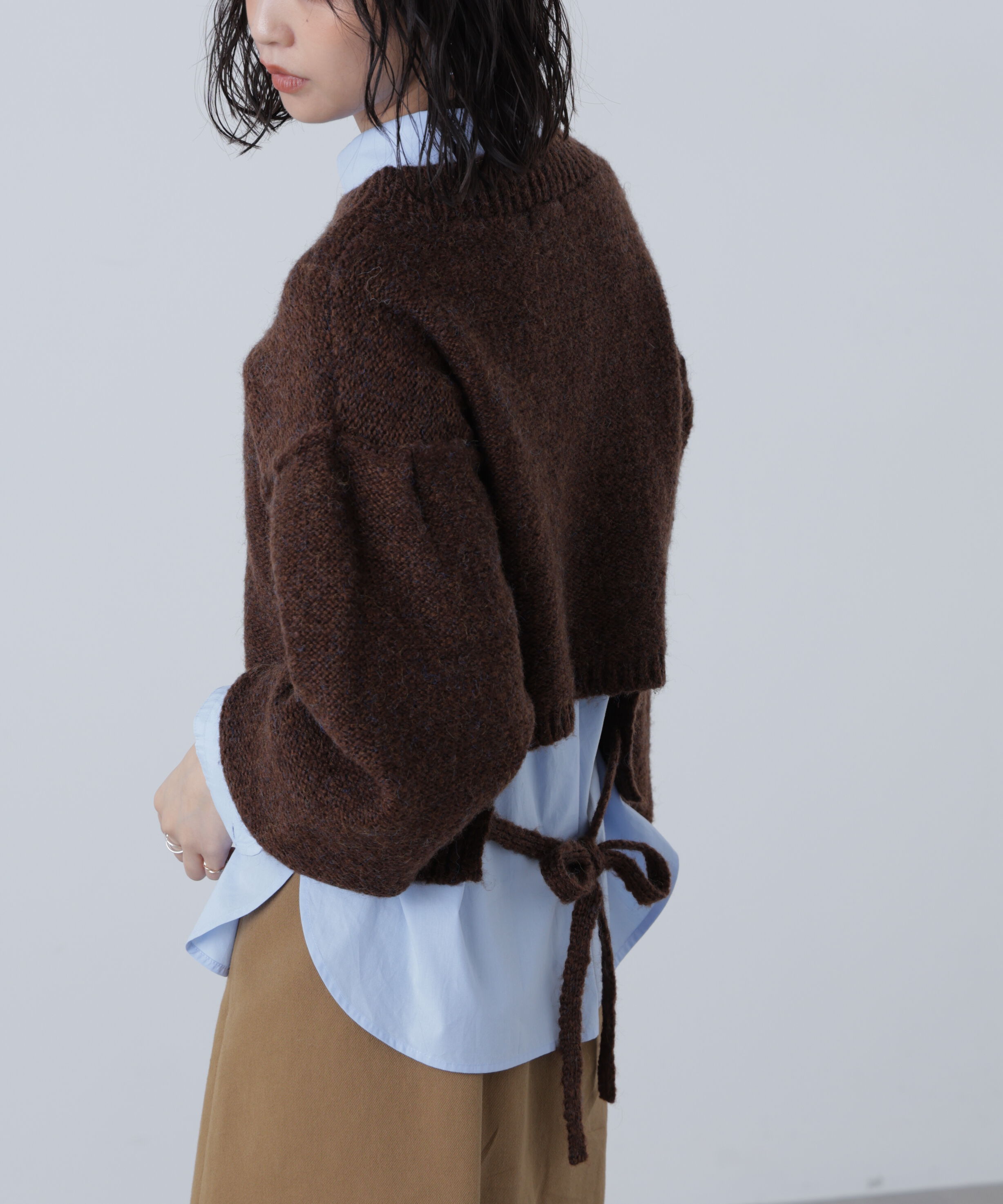  「バックリボンショート丈ニット」|ニット・セーター|