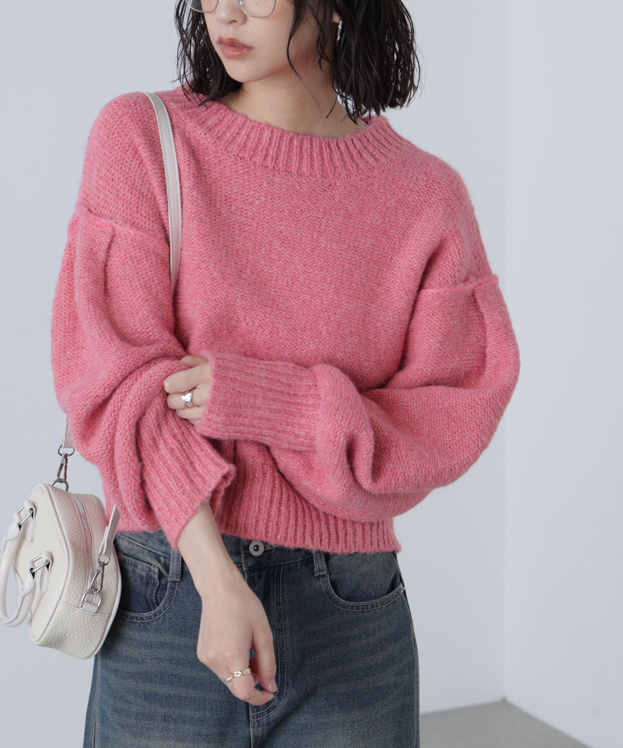  「バックリボンショート丈ニット」|ニット・セーター|