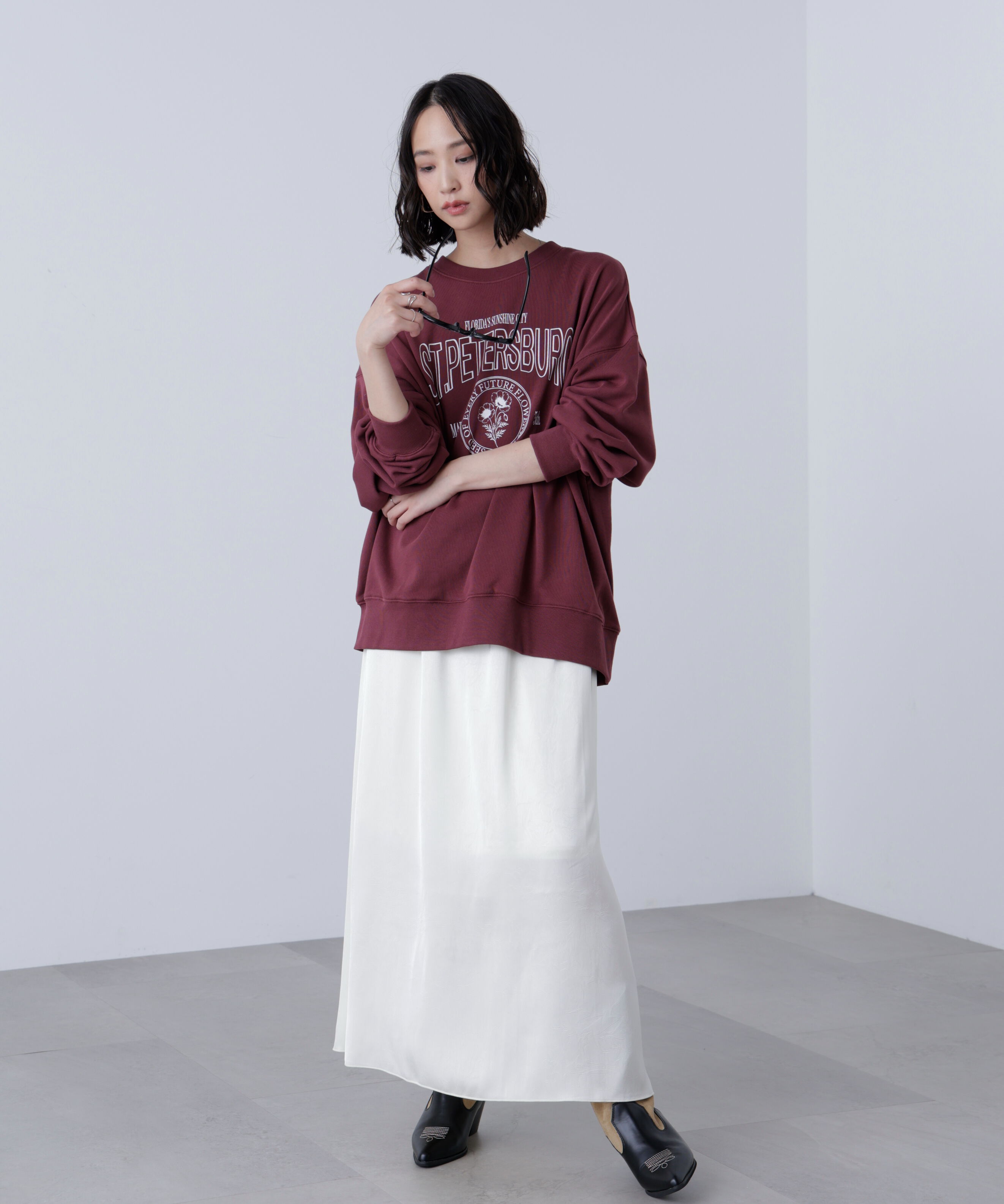  「サテンナローロングスカート」|スカート|