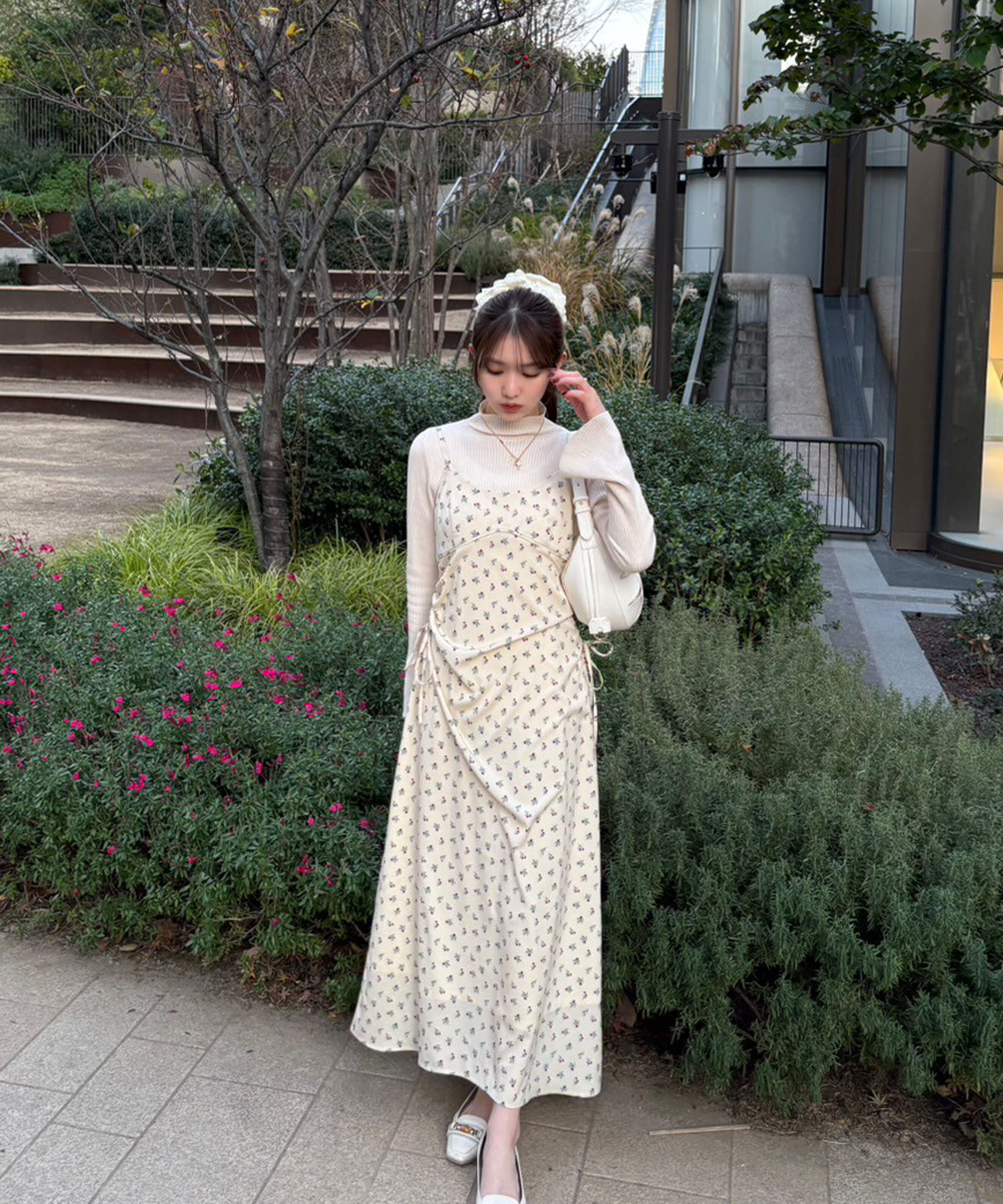  「小花柄ドロストキャミワンピース」|ワンピース|