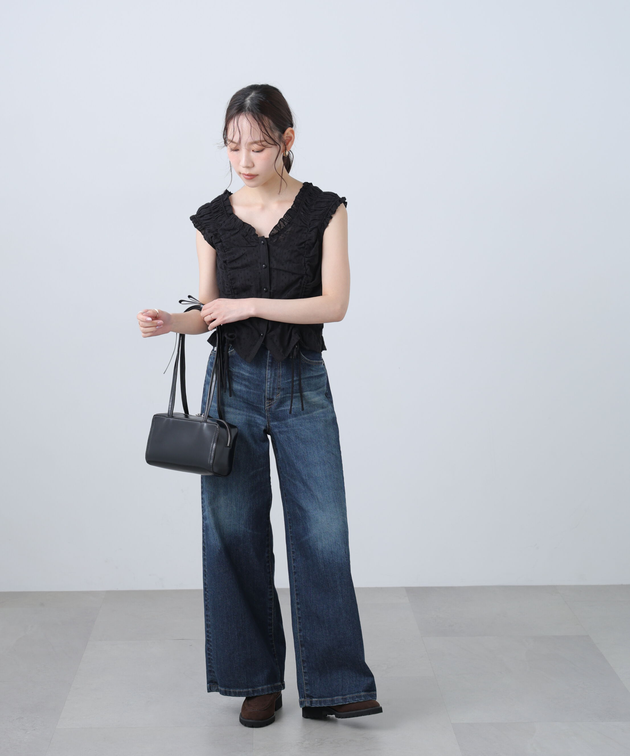  「ドロストリボンフレンチブラウス」|シャツ・ブラウス|