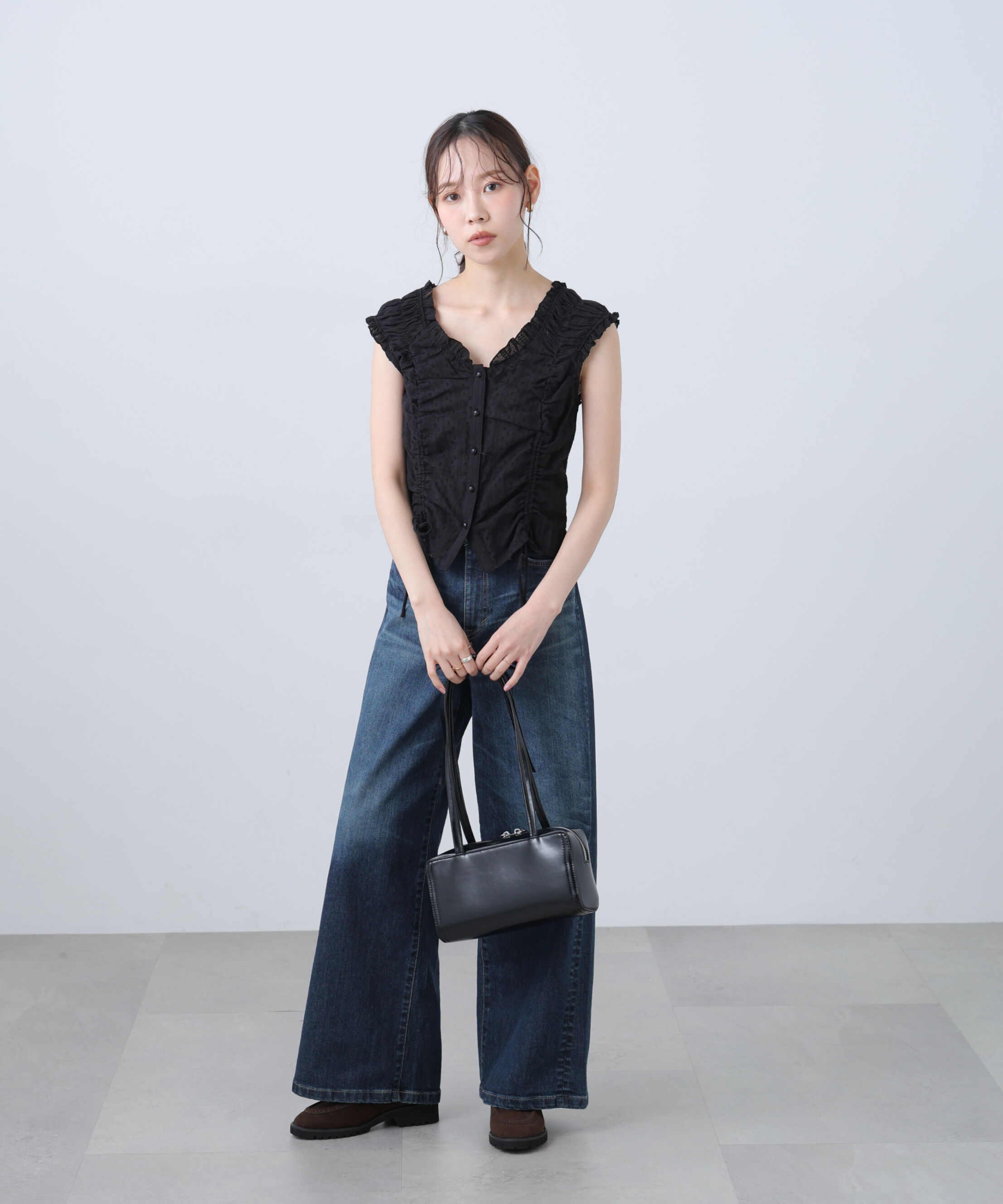  「ドロストリボンフレンチブラウス」|シャツ・ブラウス|