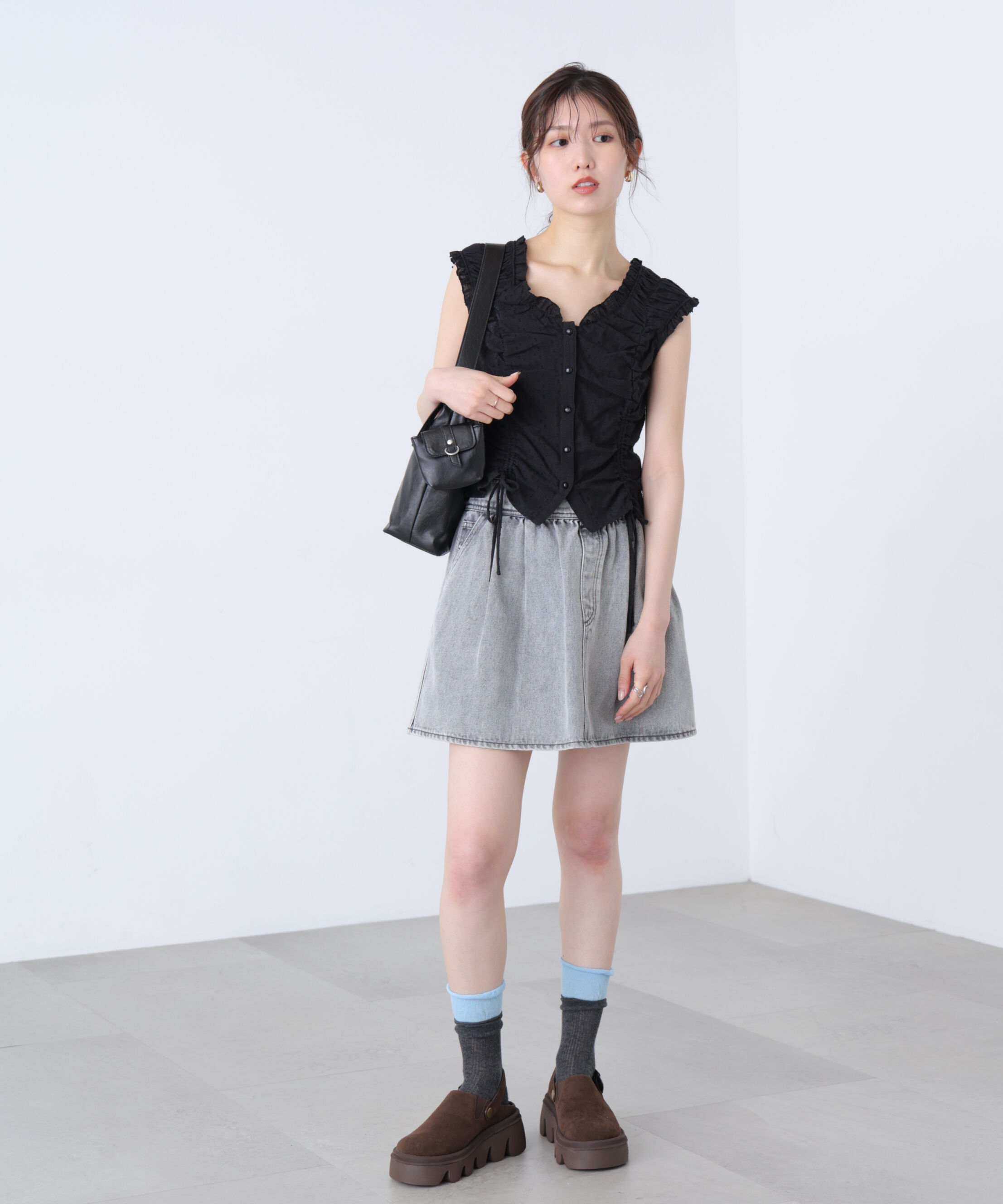  「ドロストリボンフレンチブラウス」|シャツ・ブラウス|