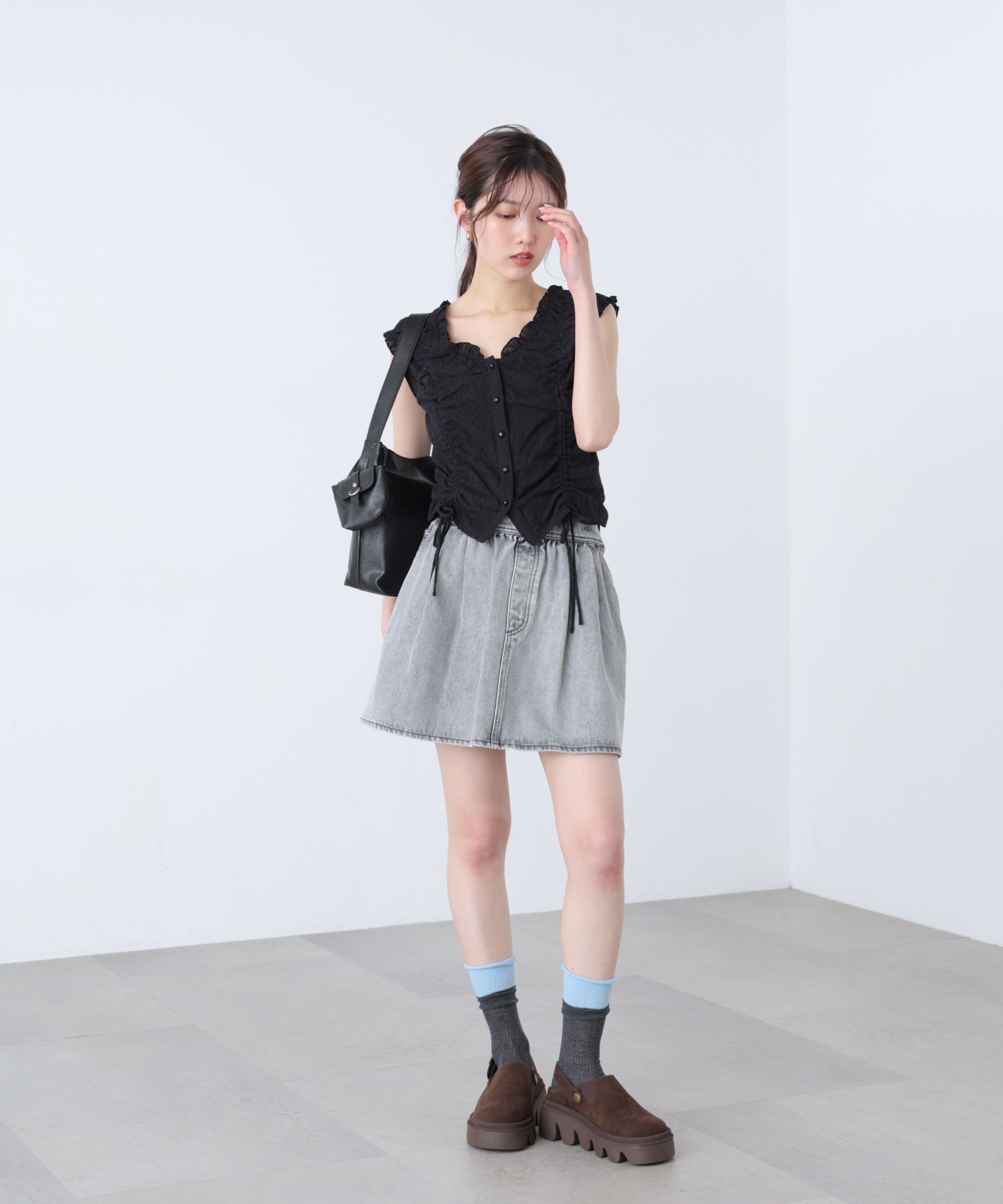  「ドロストリボンフレンチブラウス」|シャツ・ブラウス|