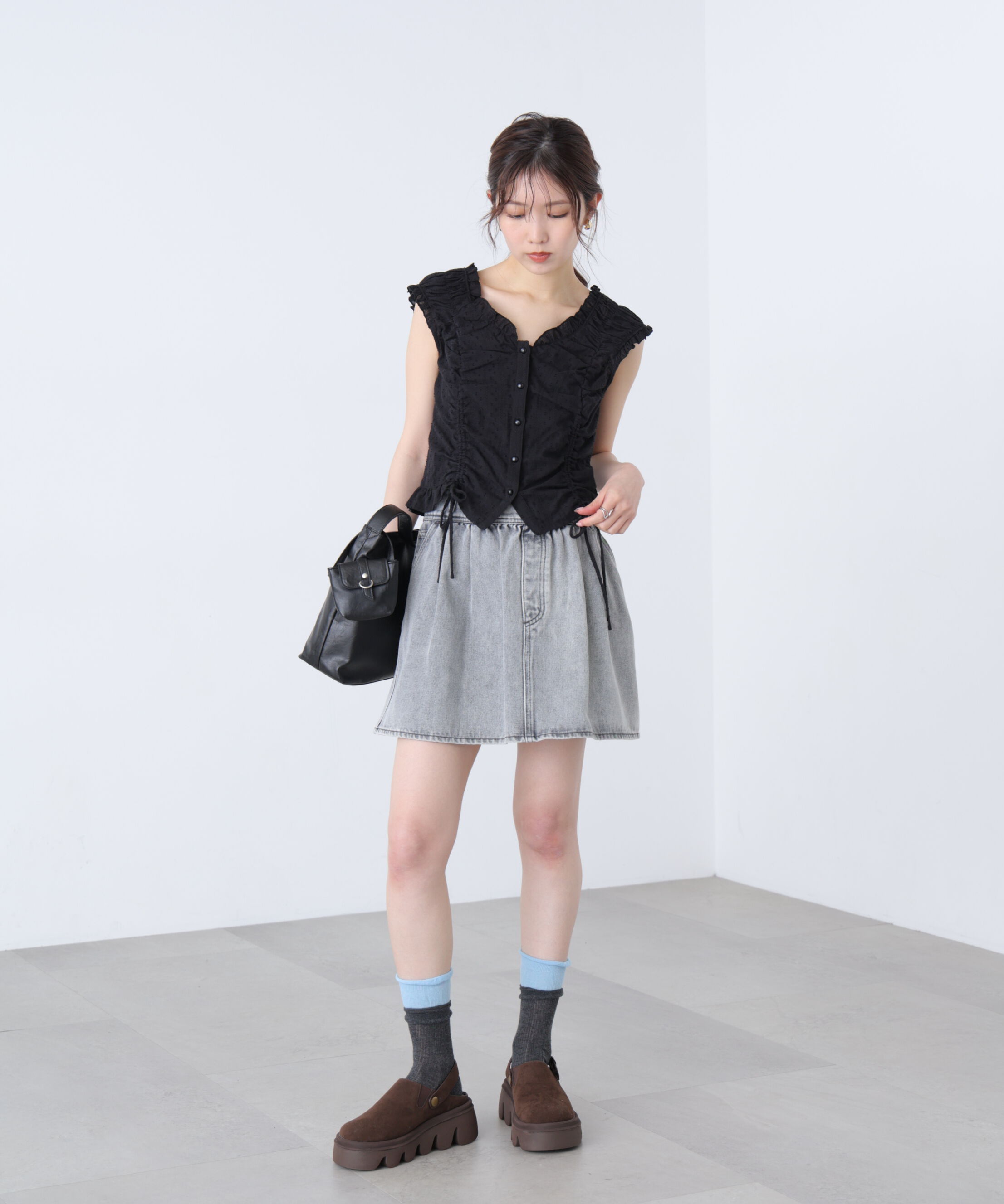  「ドロストリボンフレンチブラウス」|シャツ・ブラウス|