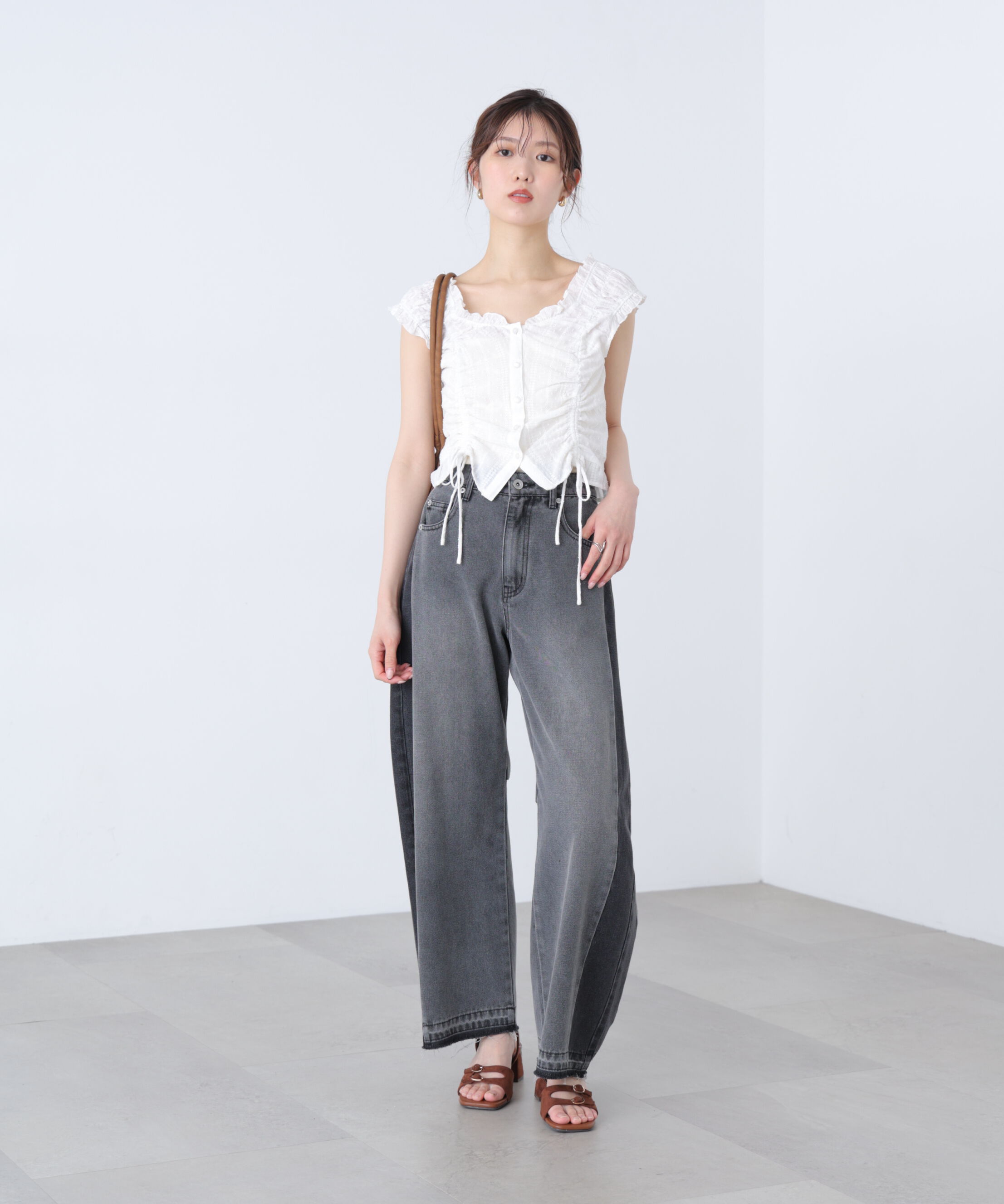  「ドロストリボンフレンチブラウス」|シャツ・ブラウス|