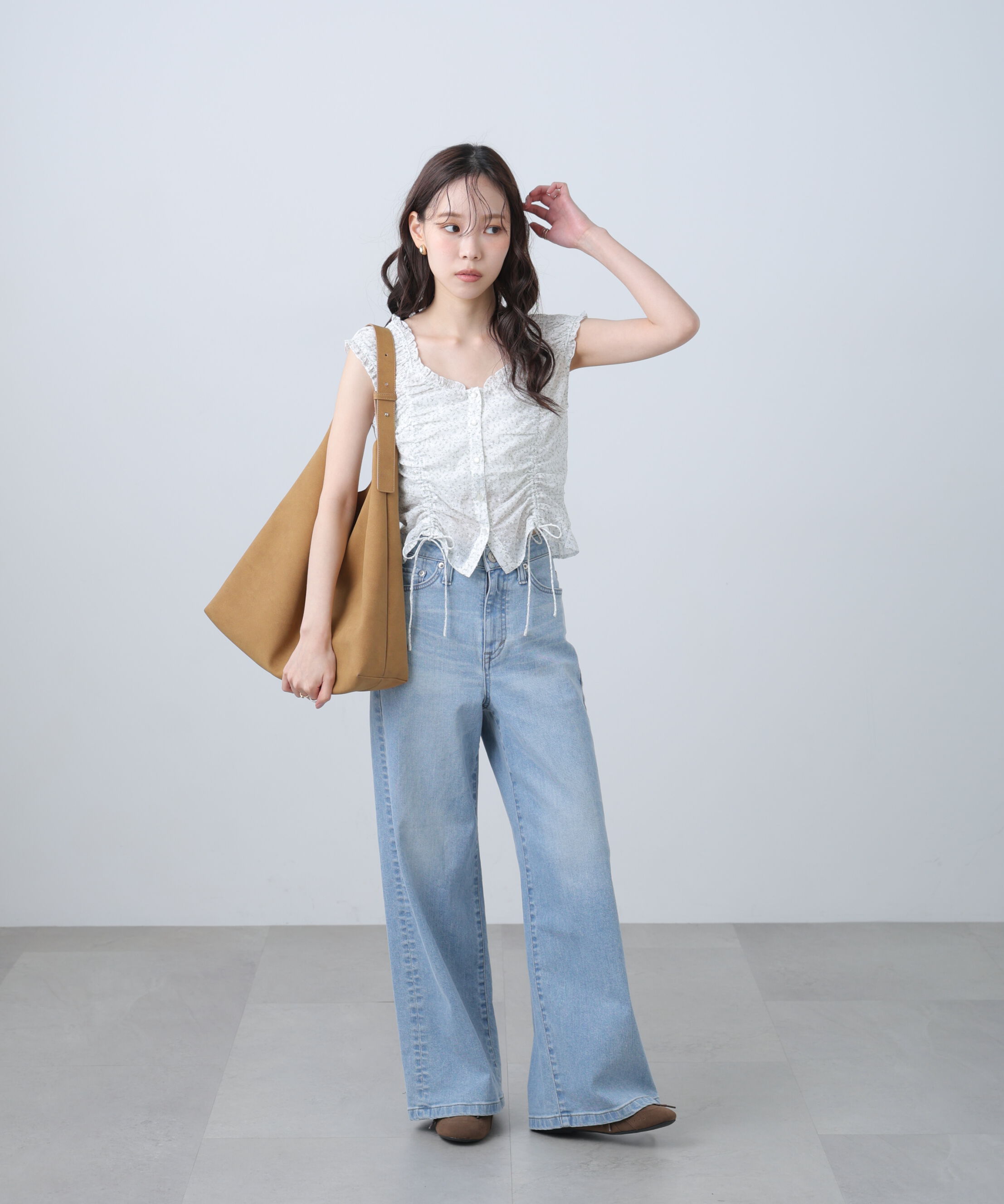  「ドロストリボンフレンチブラウス」|シャツ・ブラウス|