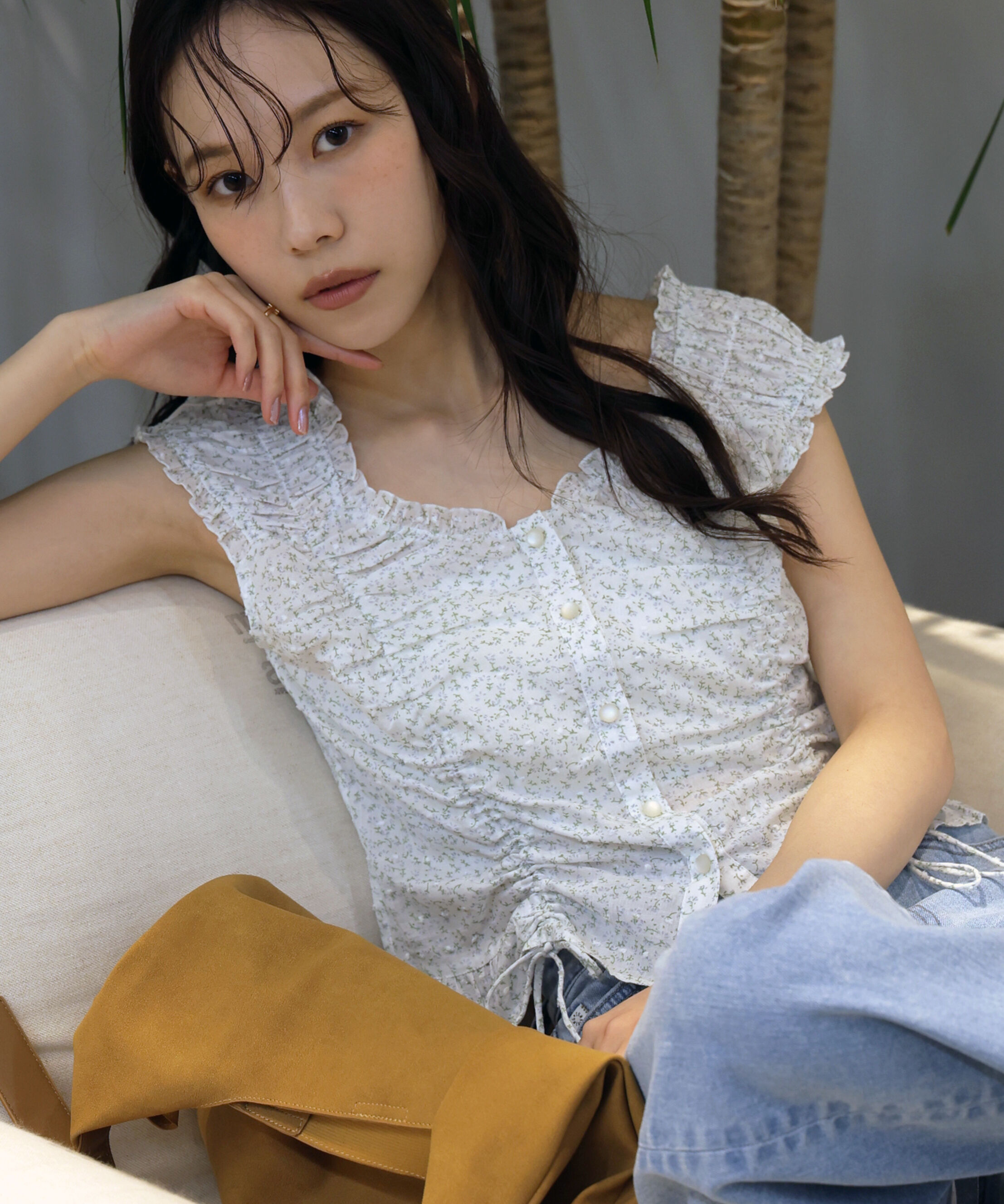  「ドロストリボンフレンチブラウス」|シャツ・ブラウス|