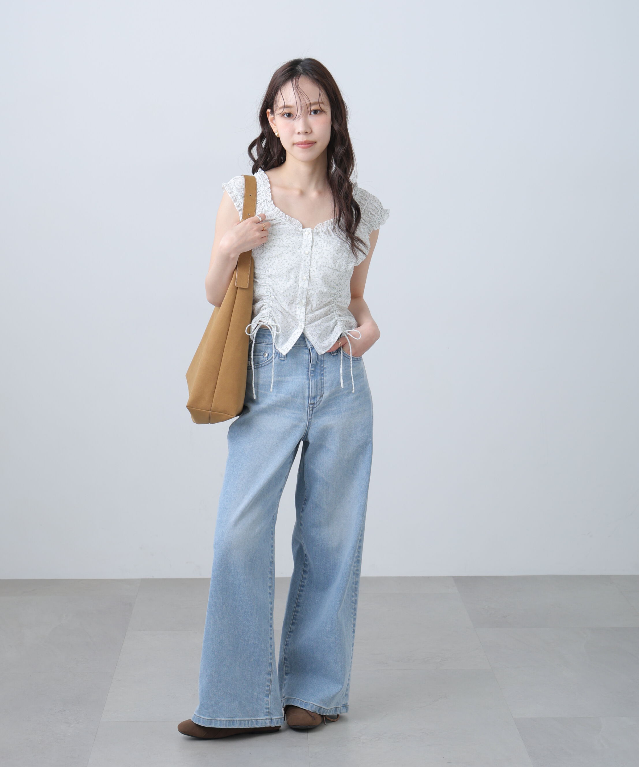  「ドロストリボンフレンチブラウス」|シャツ・ブラウス|