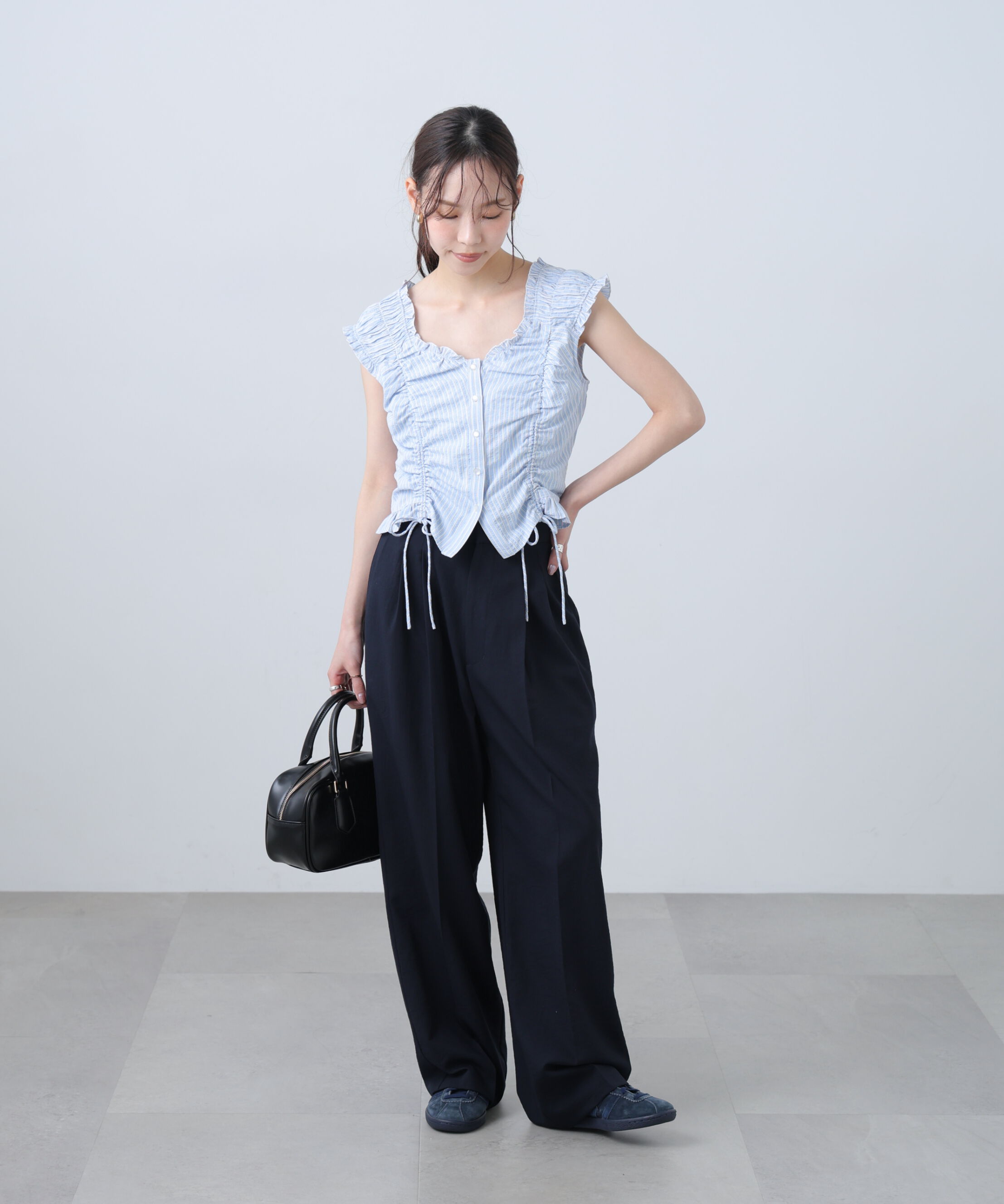  「ドロストリボンフレンチブラウス」|シャツ・ブラウス|