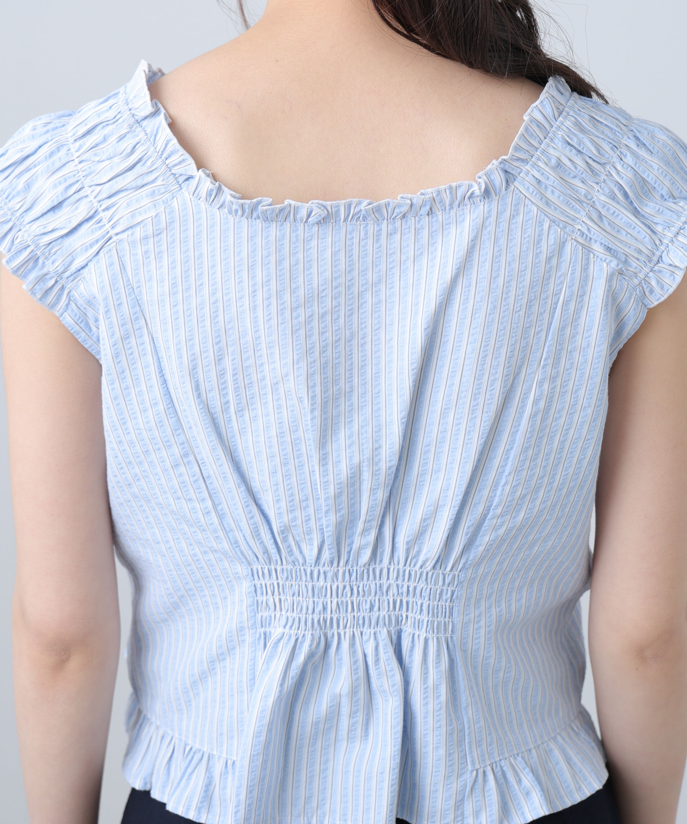  「ドロストリボンフレンチブラウス」|シャツ・ブラウス|