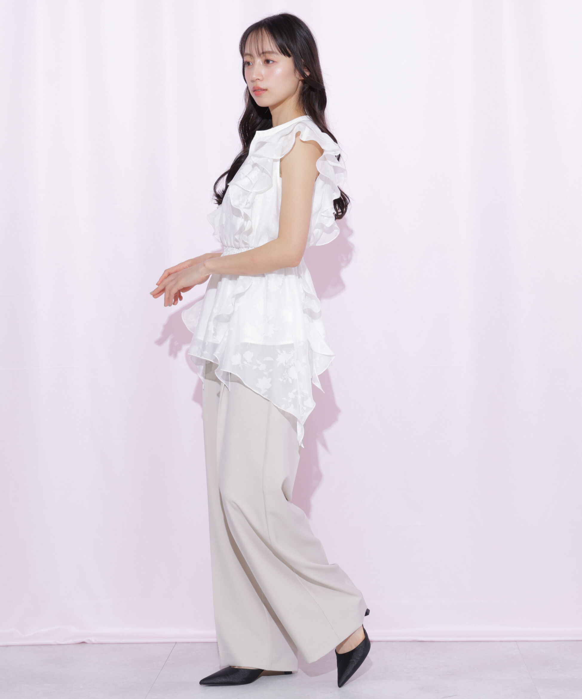  「シアーオパールラッフルブラウス」|シャツ・ブラウス|