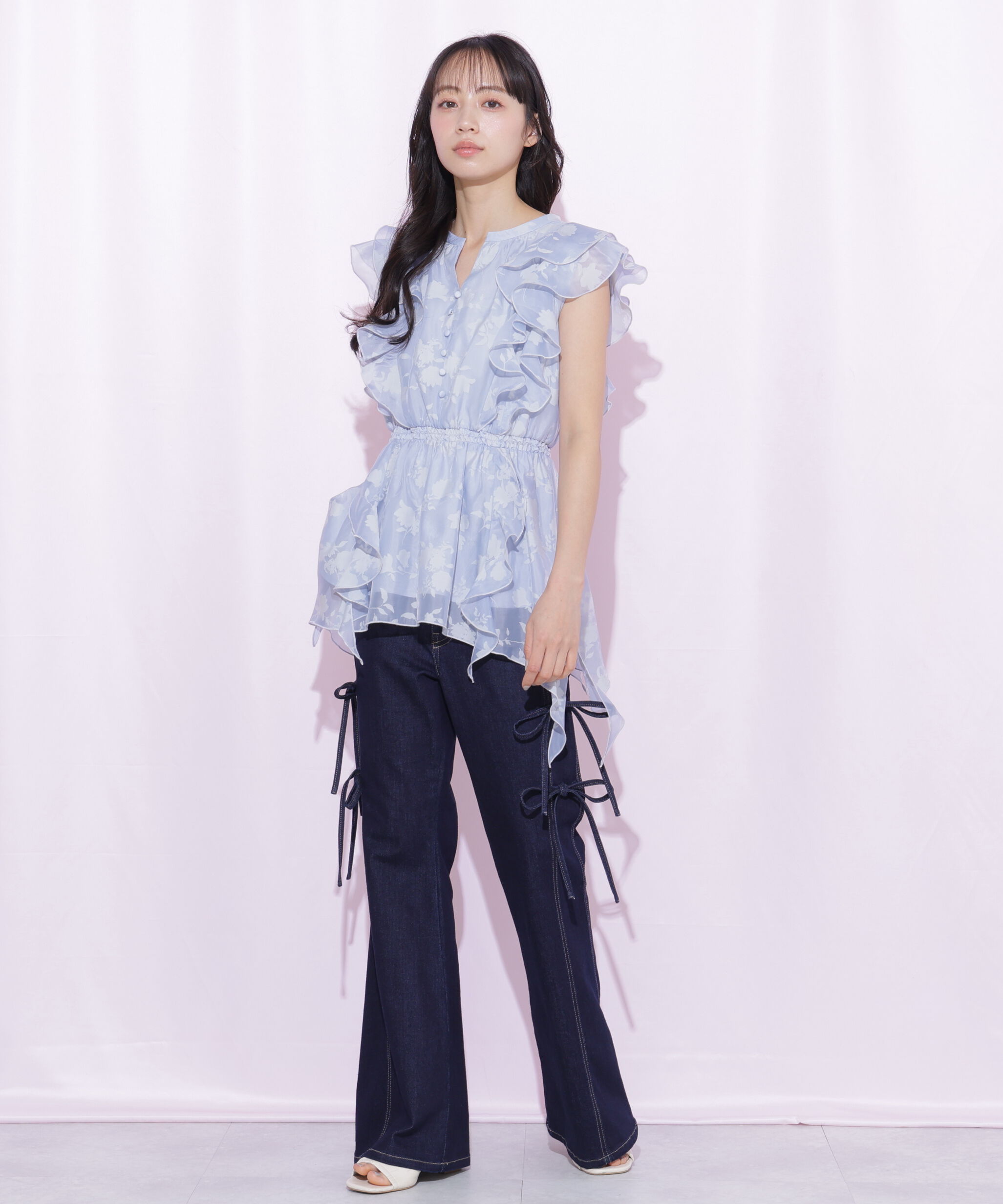  「シアーオパールラッフルブラウス」|シャツ・ブラウス|