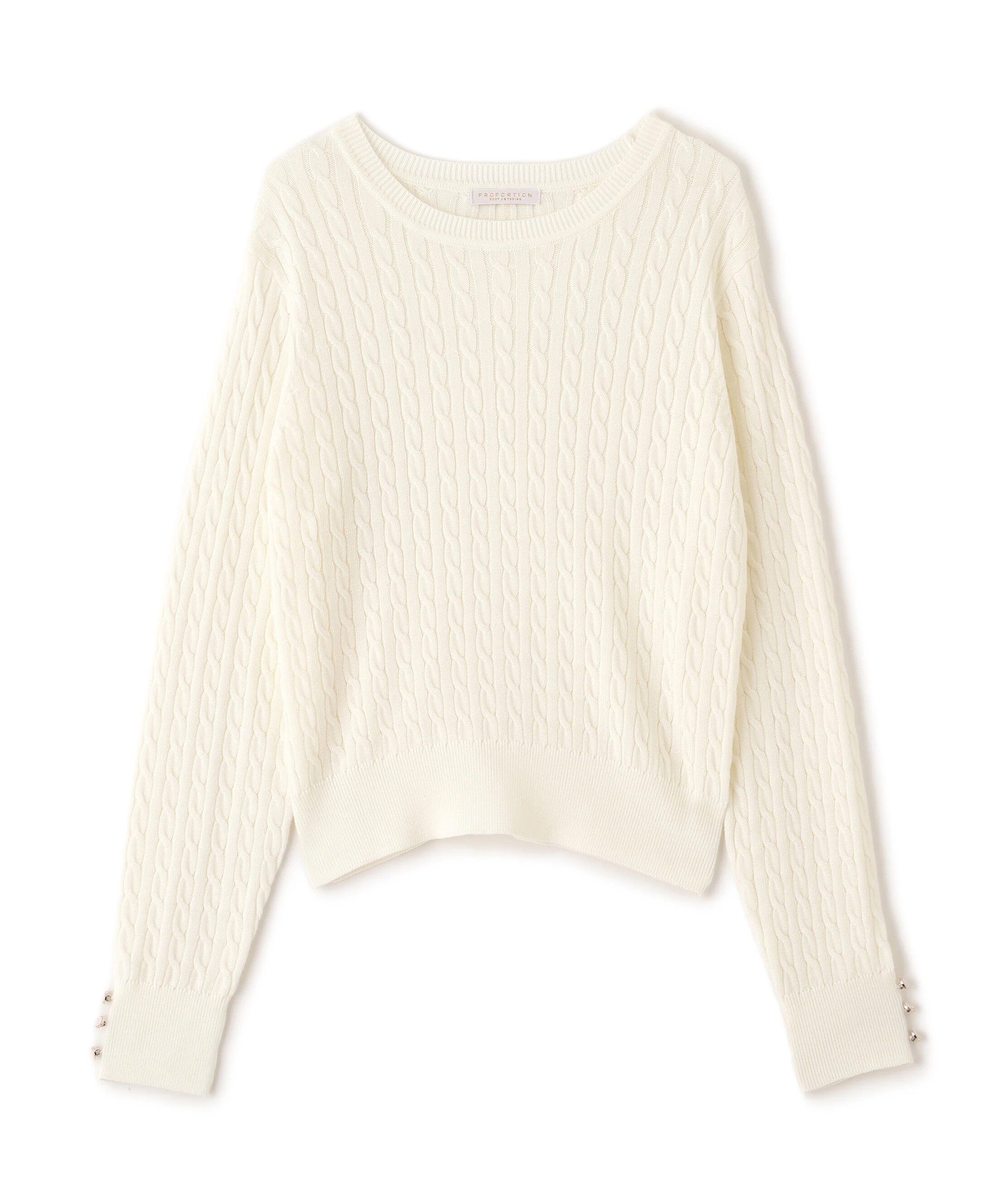 PROPORTION BODY DRESSING「＜ハンドウォッシャブル＞袖釦ミニケーブルニット」|ニット・セーター|